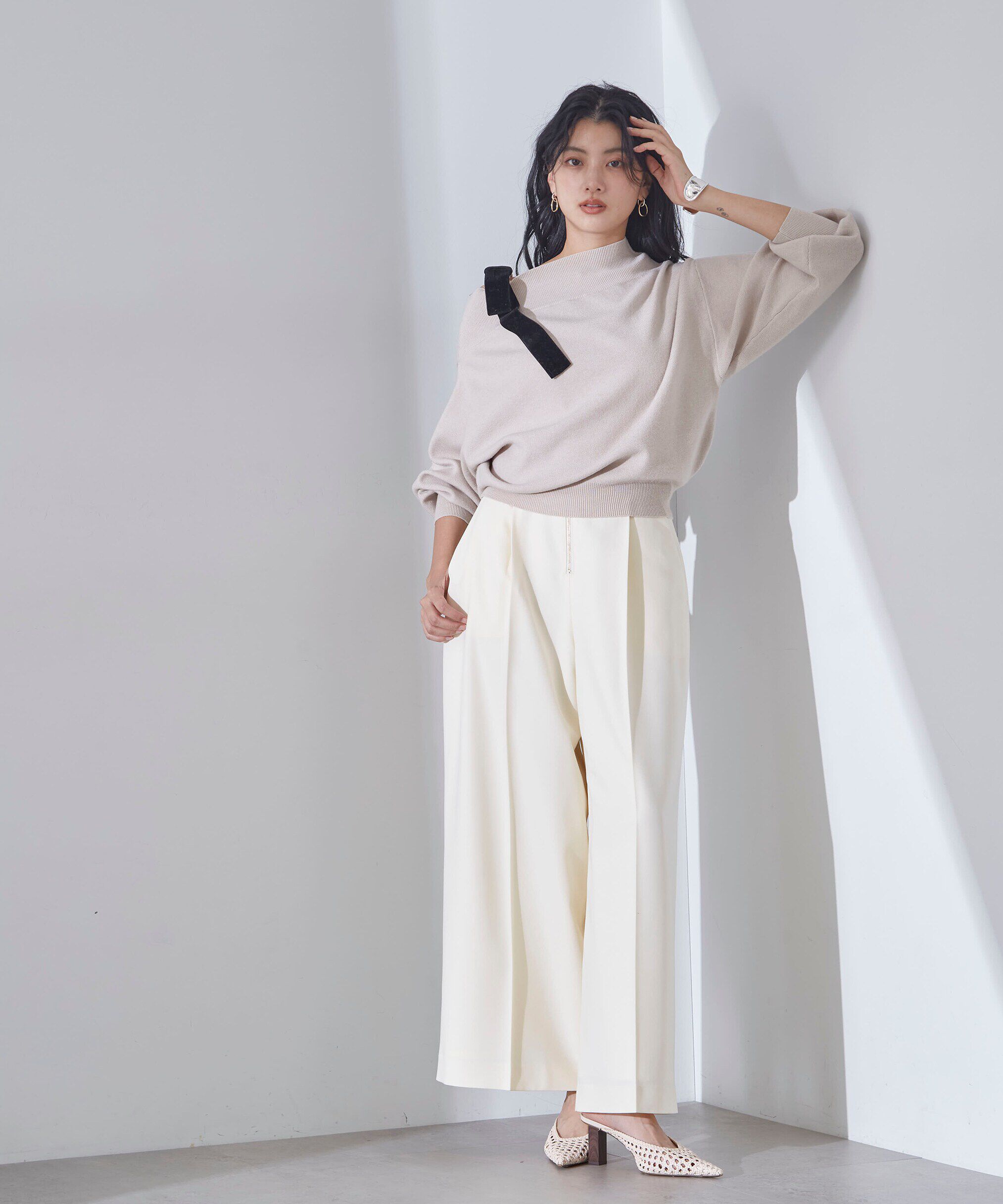 PROPORTION BODY DRESSING「フロントファスナーワイドパンツ」|その他|エクリュ1