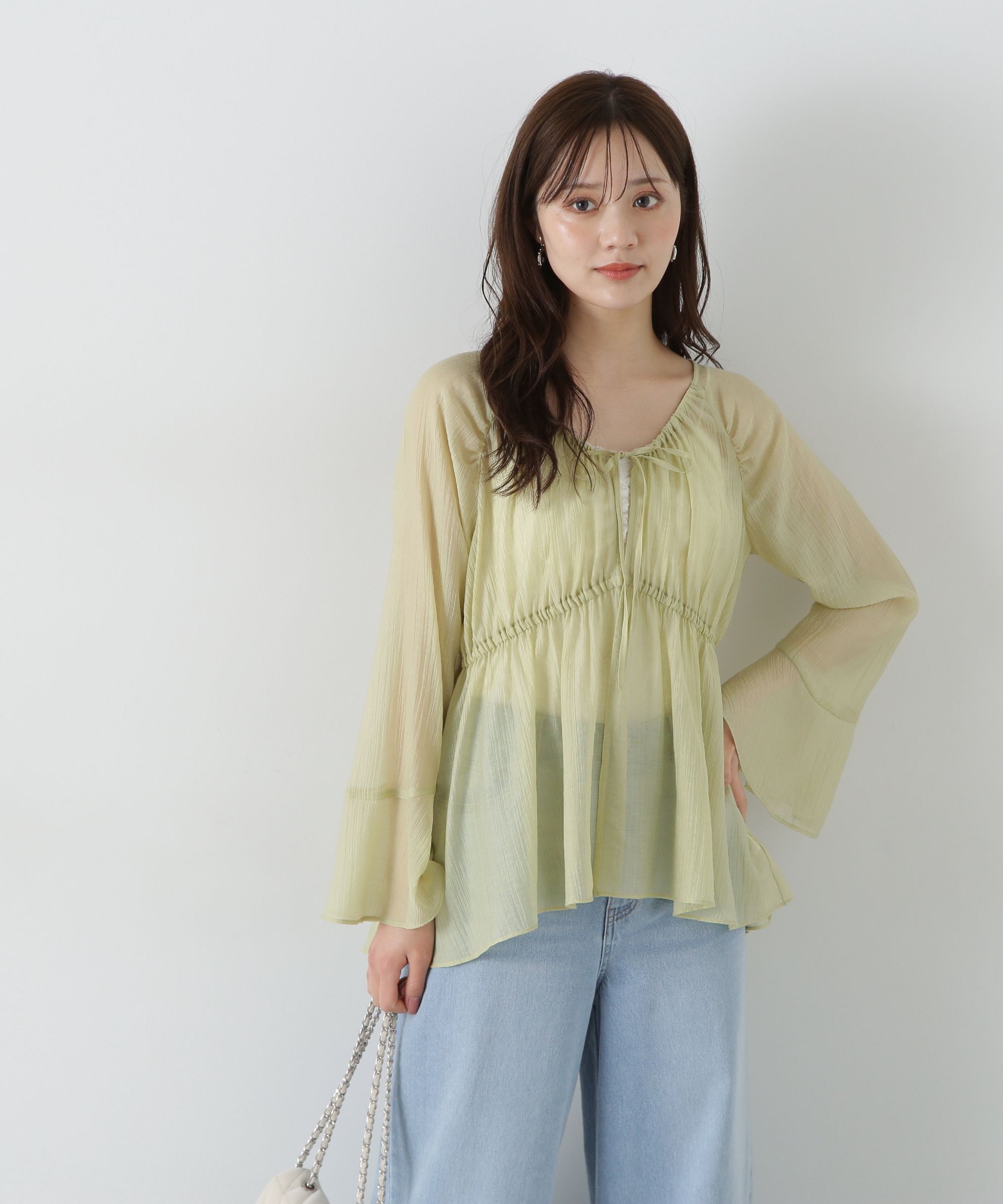 PROPORTION BODY DRESSING「フィッシュテール楊柳ブラウス」|シャツ・ブラウス|イエロー