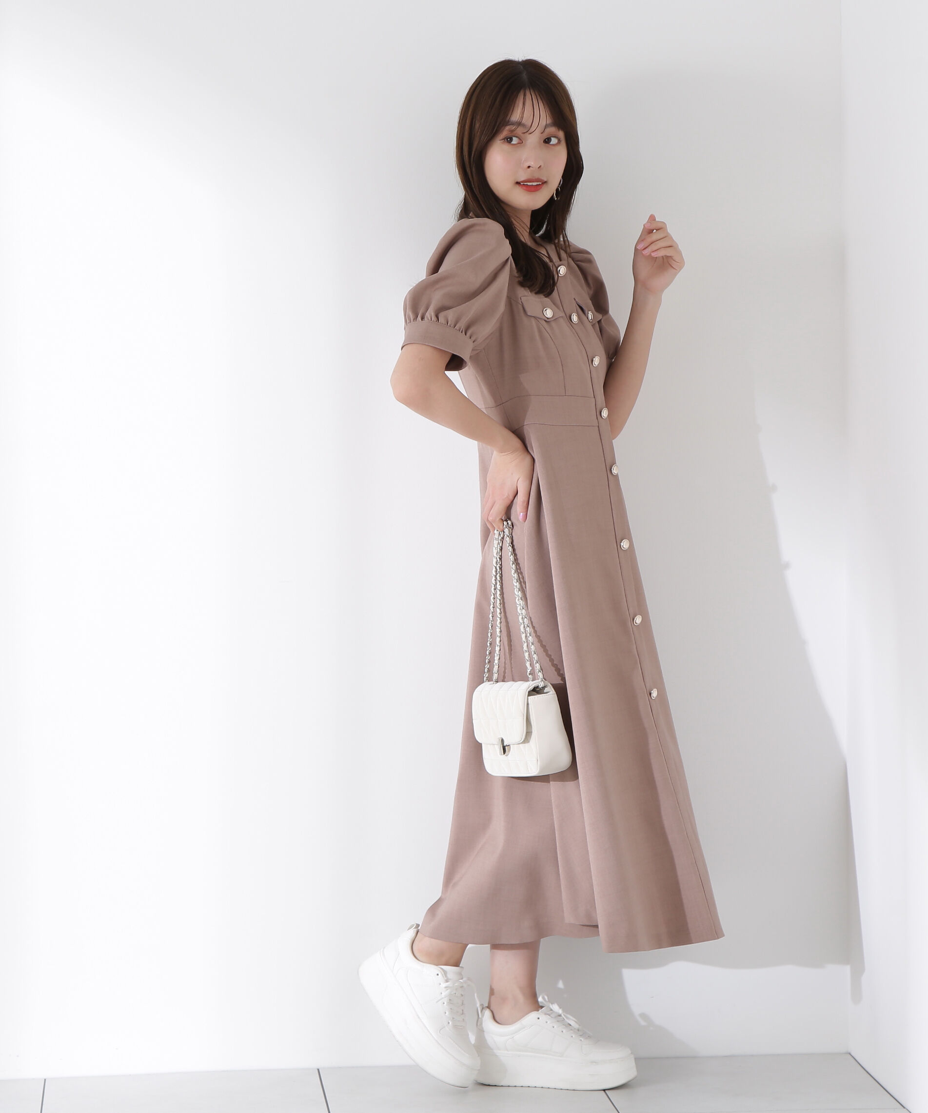 PROPORTION BODY DRESSING「フロント釦スクエアネックワンピース」|ワンピース|