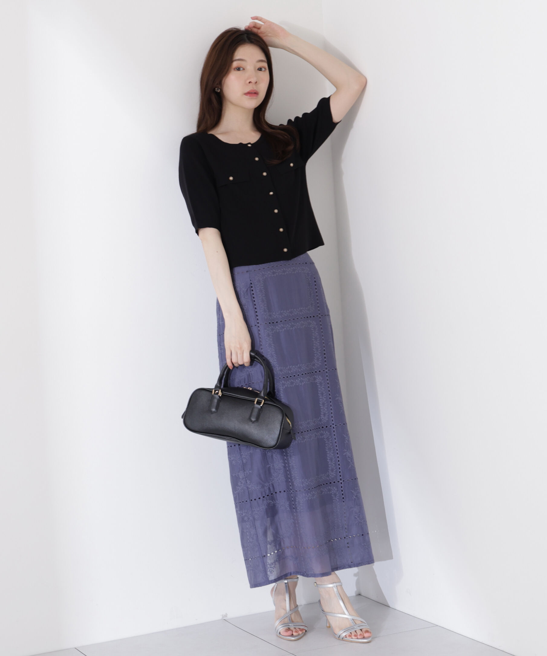 PROPORTION BODY DRESSING「シアーパネルレーススカート」|スカート|ブルー