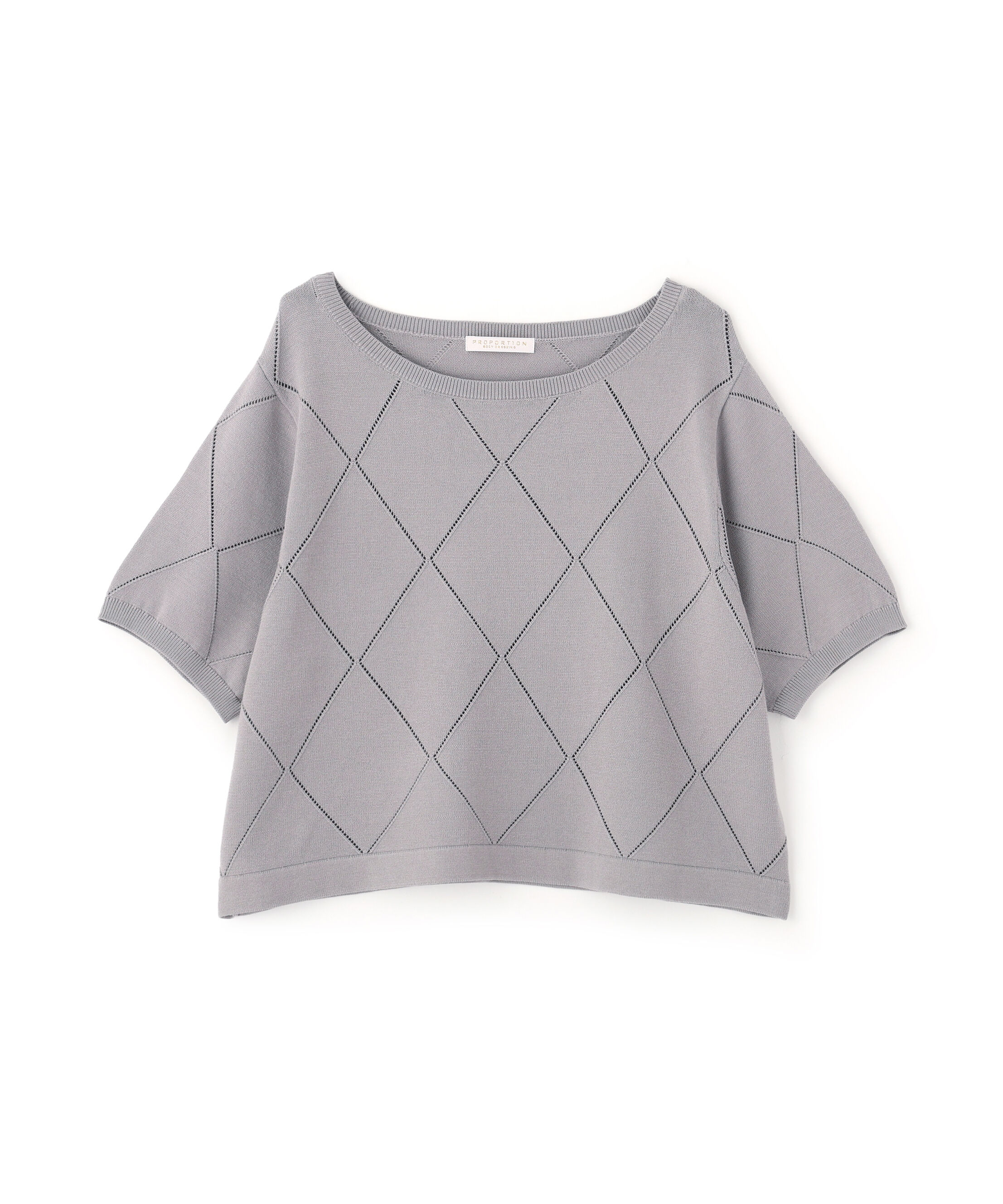 PROPORTION BODY DRESSING「＜ハンドウォッシャブル＞ダイヤ柄半袖ニット 25AW」|ニット・セーター|
