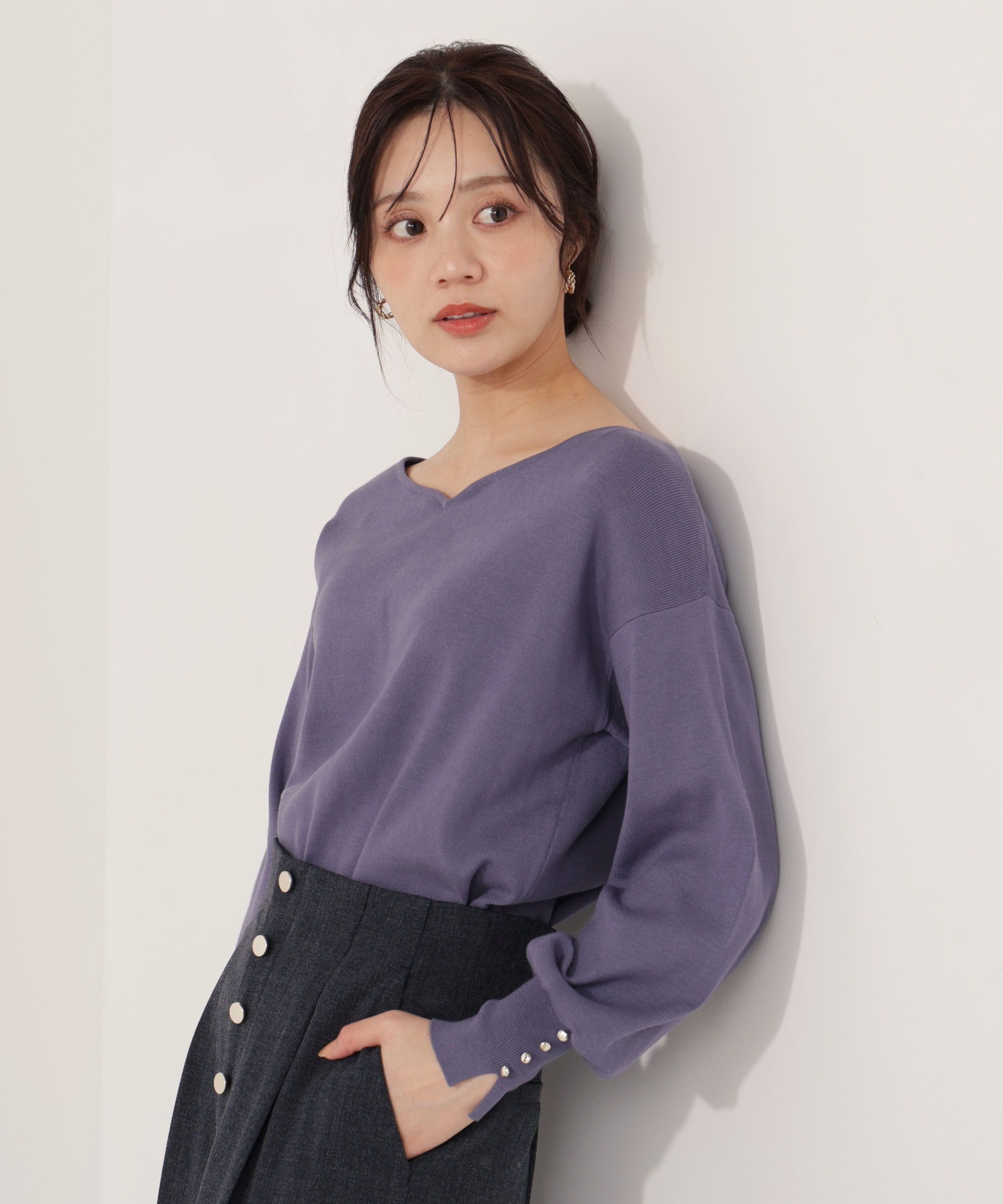 PROPORTION BODY DRESSING「＜ハンドウォッシャブル＞ハートカット総針ニット 25AW」|ニット・セーター|ブルー