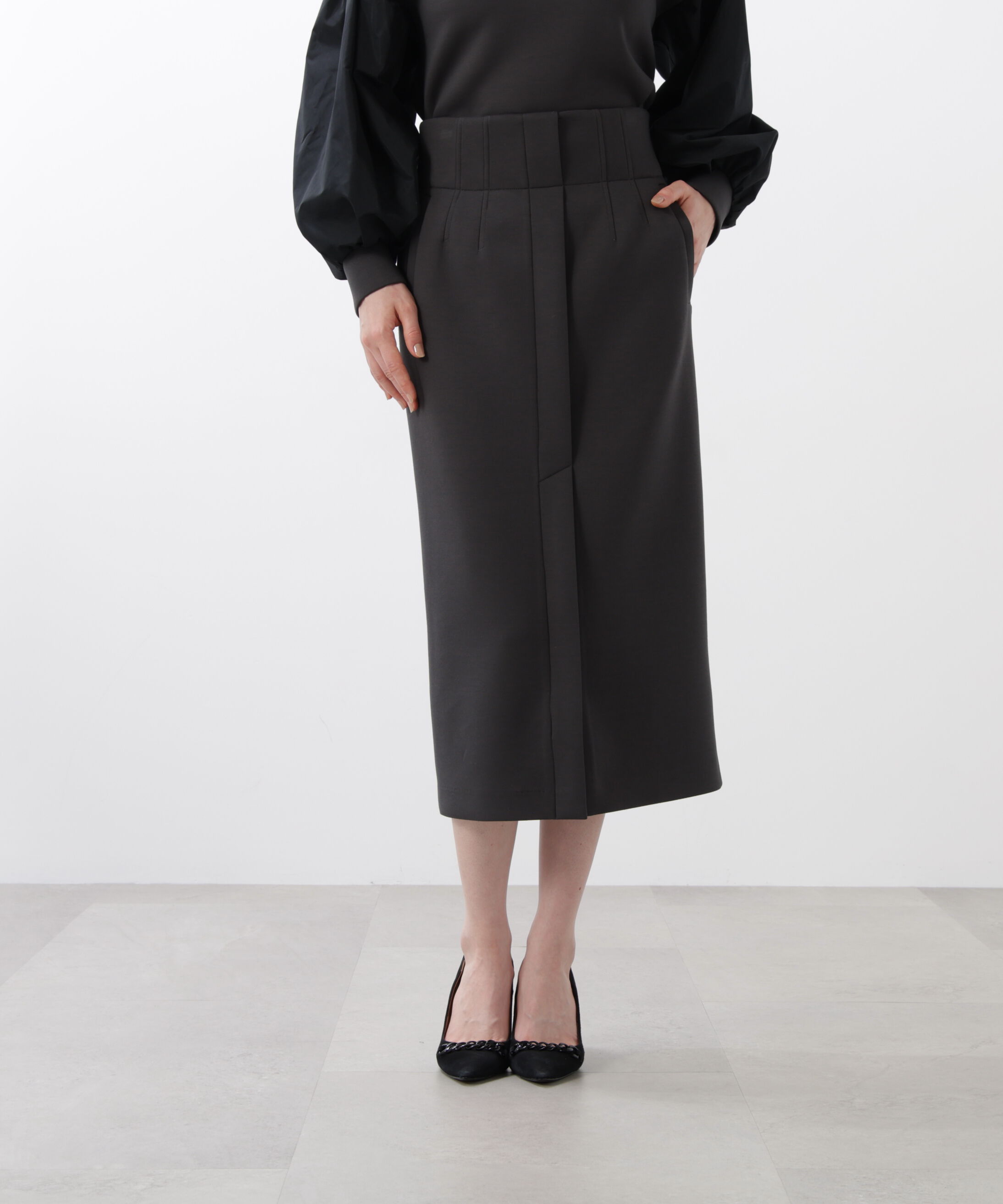  「◆ハイウエストダンボールミディスカート」|スカート|チャコールグ 1