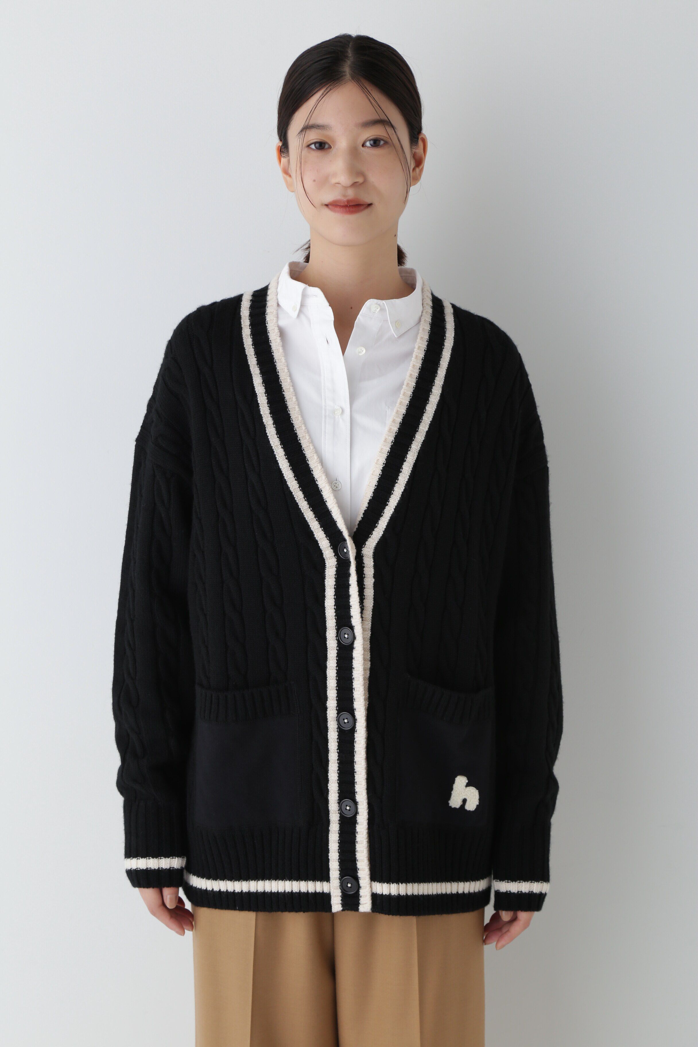  「◆裏毛コンビプレッピーカーディガン」|ニット・セーター|