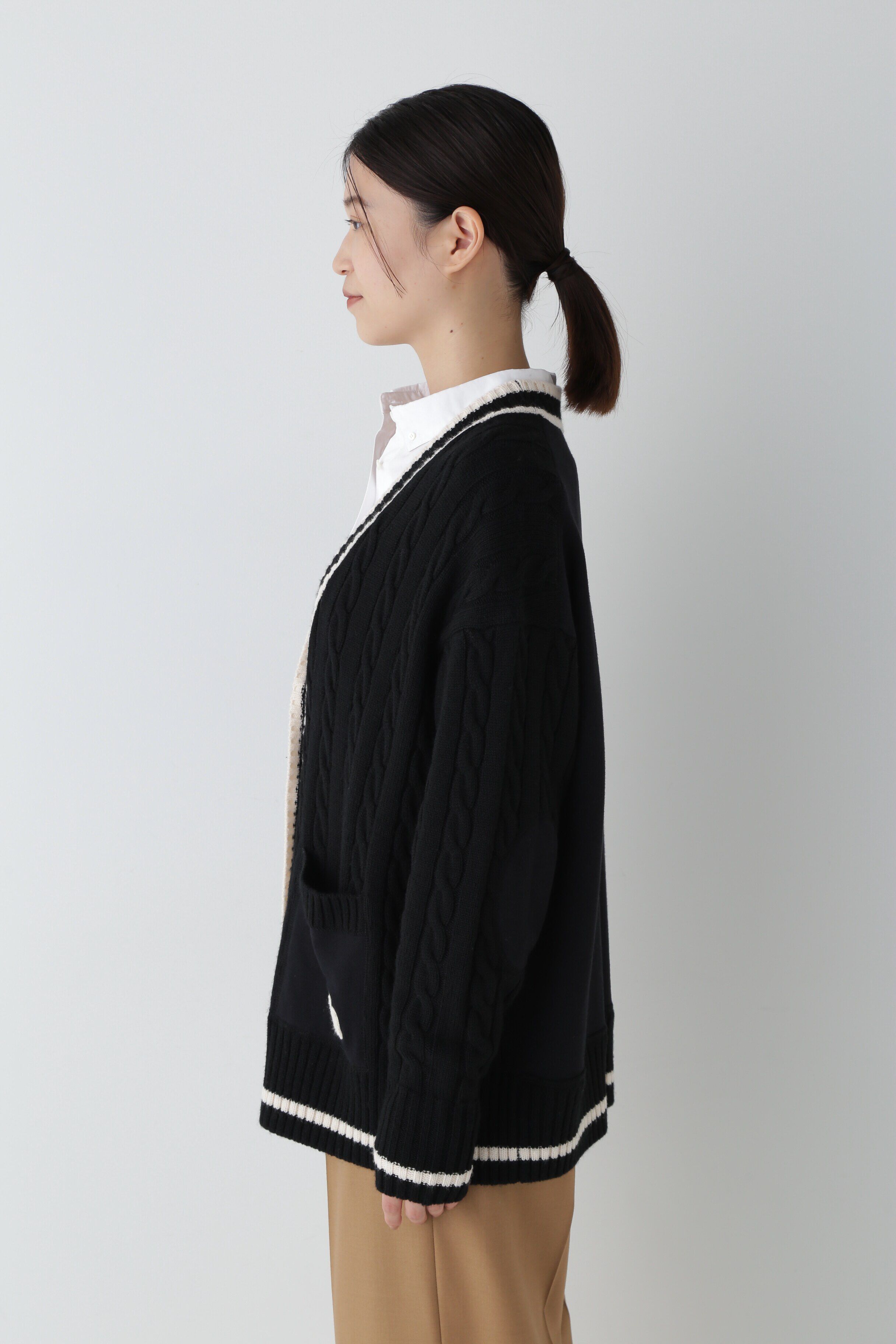  「◆裏毛コンビプレッピーカーディガン」|ニット・セーター|