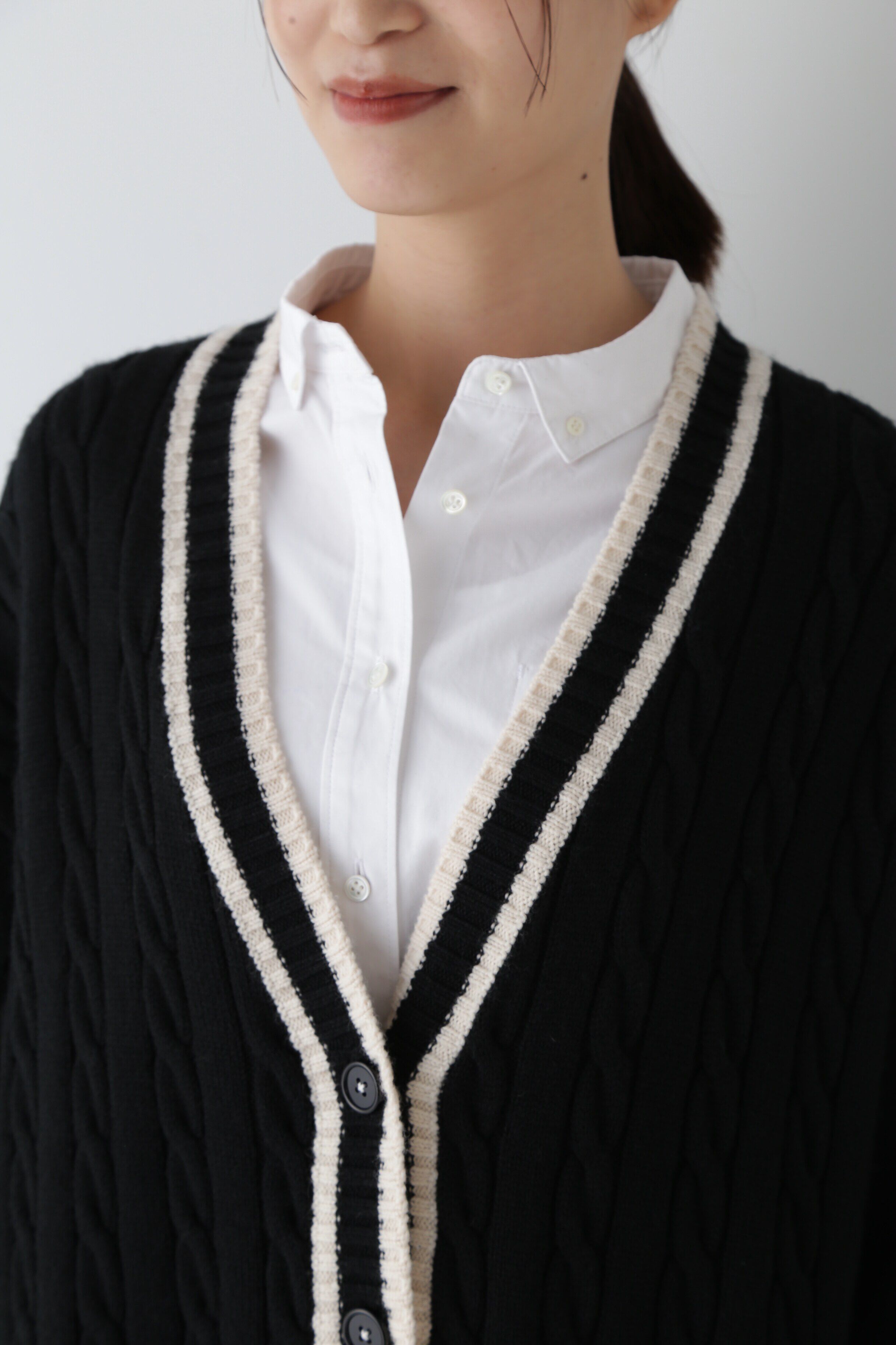  「◆裏毛コンビプレッピーカーディガン」|ニット・セーター|