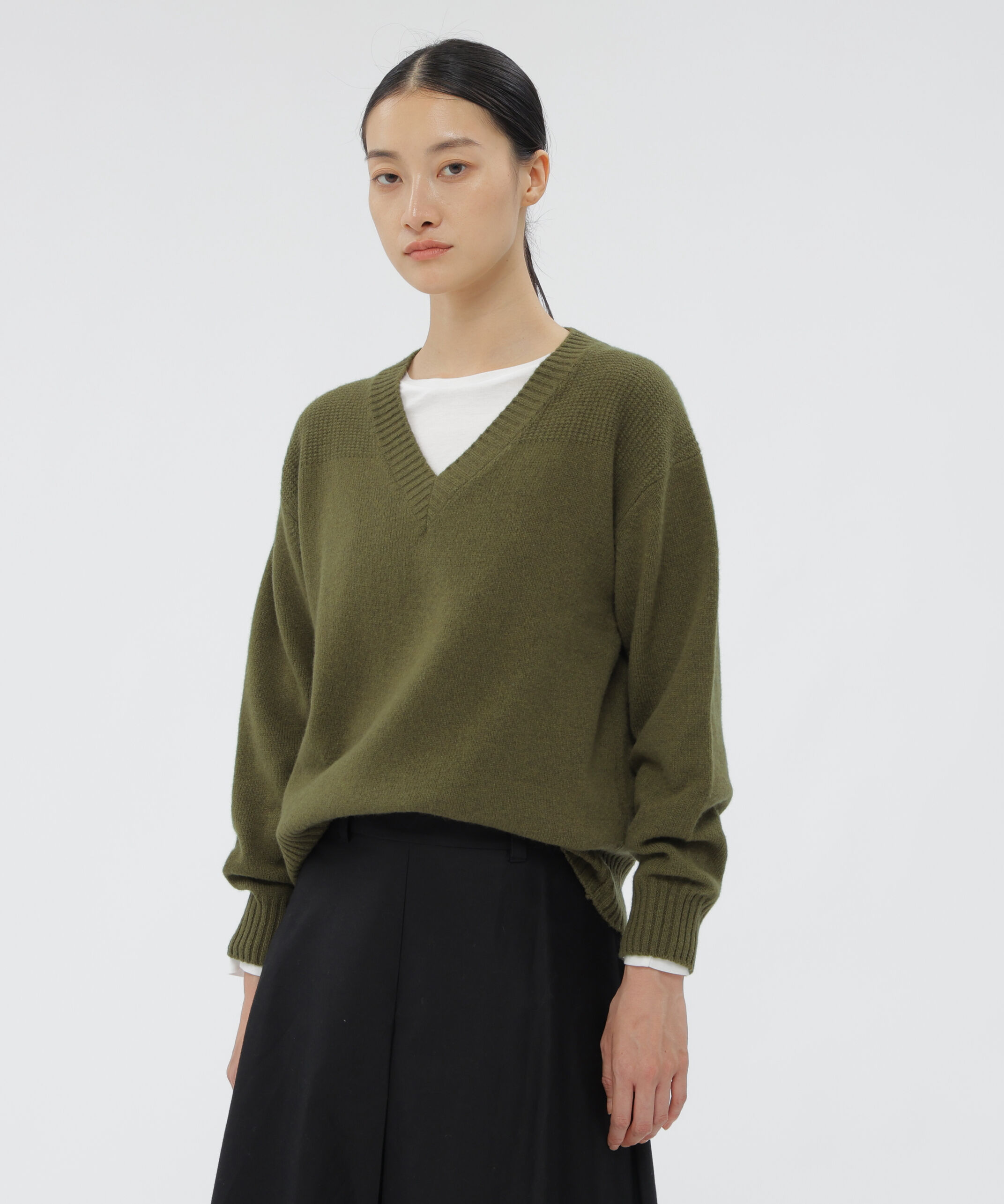  「FINE WOOL CASHMERE KNITWEAR」|ニット・セーター|GREEN