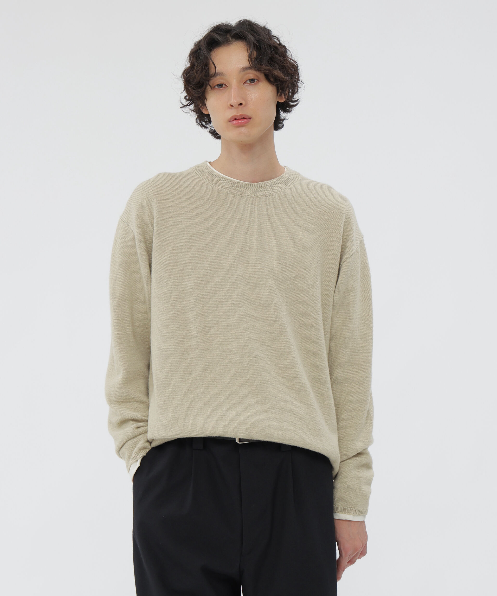 MARGARET HOWELL「WASHABLE WOOL SILK KNITWEAR」|ニット・セーター|BEIGE