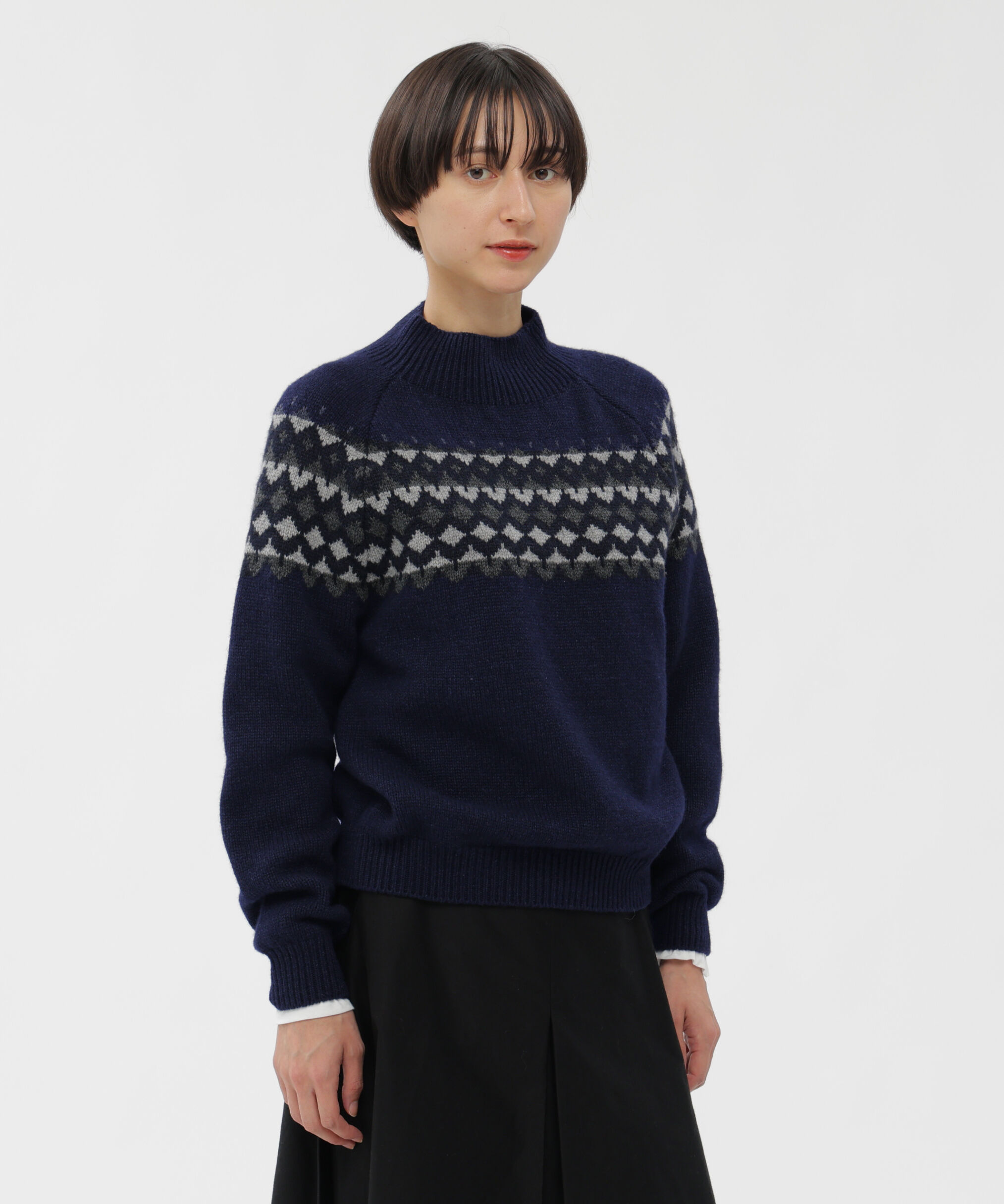  「WOOL CASHMERE SILK FAIRISLE KNITWEAR」|ニット・セーター|NAVY