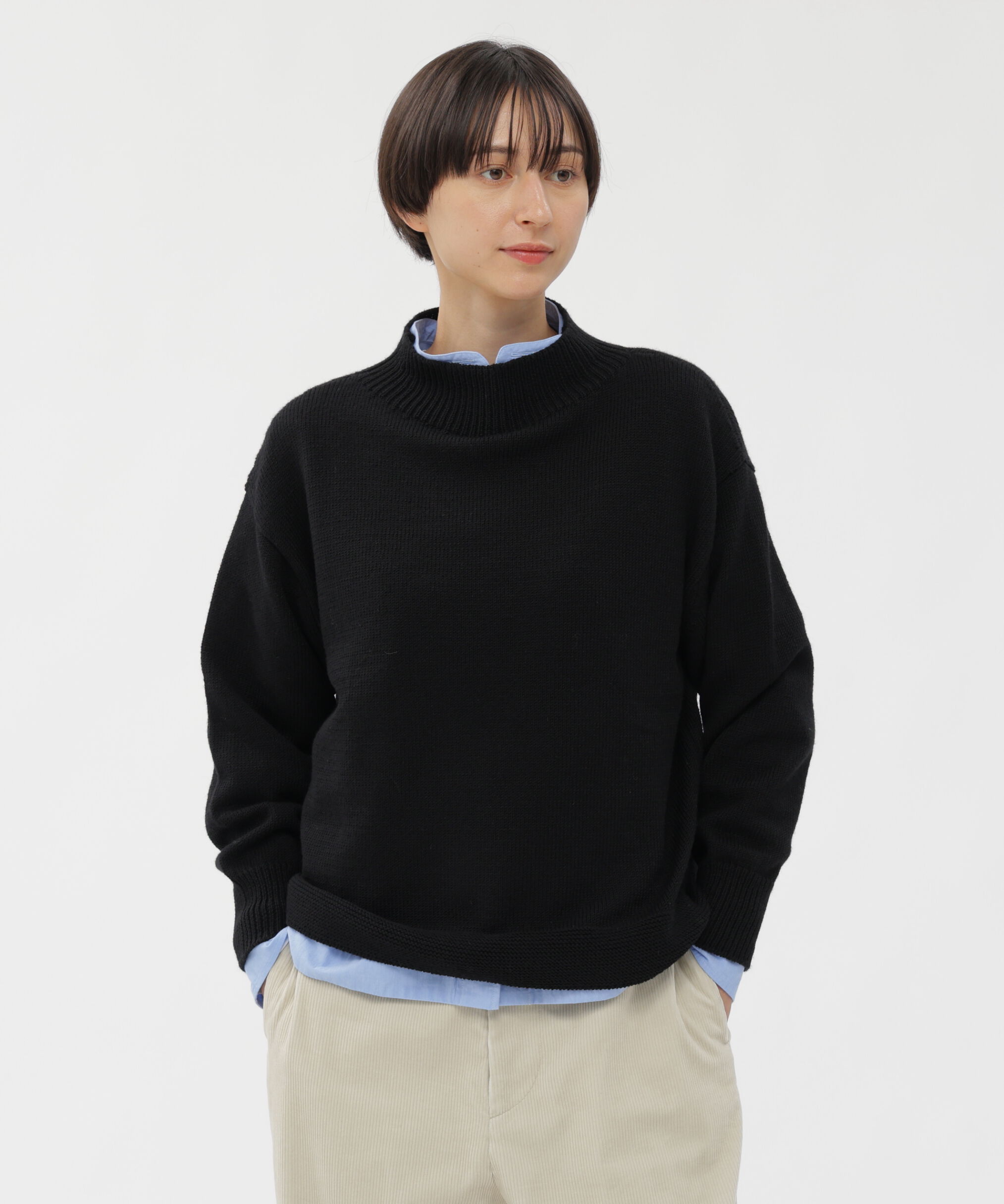  「CORD YARN WOOL KNITWEAR」|ニット・セーター|BLACK