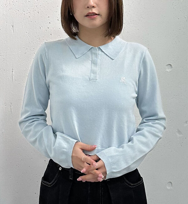 archives「ボーダーアソートコンパクトポロニット」|ニット・セーター|BLUE