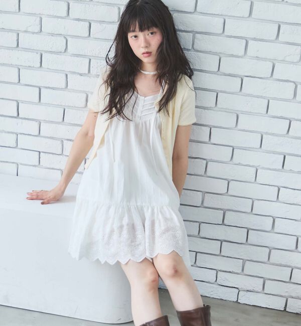 archives「スカラップコットンレースノースリミニワンピース」|チュニック|OFF WHITE