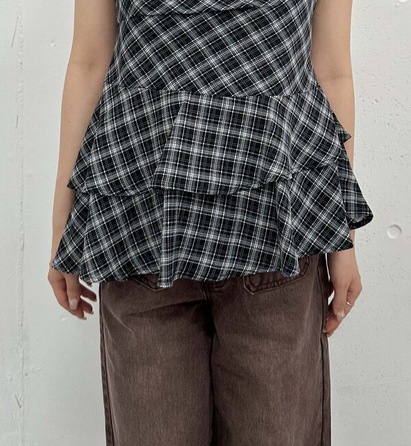 archives「チェックアシメチュニック」|シャツ・ブラウス|