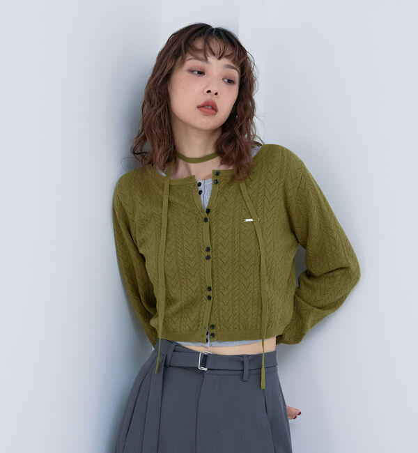 archives「チョーカー付ハリヌキニットカーディガン」|カーディガン|