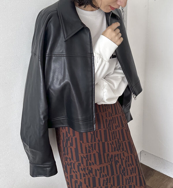 Doux archives「フェイクレザーショートジャケット」|テーラードジャケット|