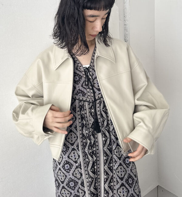 Doux archives「フェイクレザーショートジャケット」|テーラードジャケット|