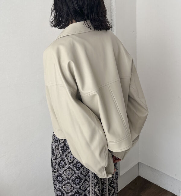 Doux archives「フェイクレザーショートジャケット」|テーラードジャケット|