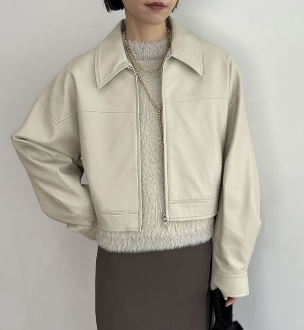 Doux archives「フェイクレザーショートジャケット」|テーラードジャケット|