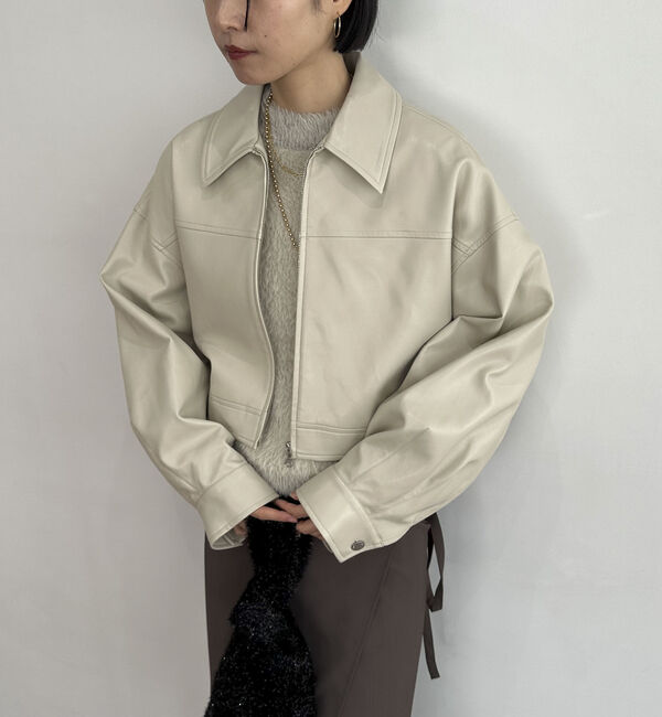 Doux archives「フェイクレザーショートジャケット」|テーラードジャケット|