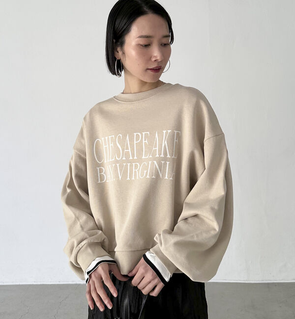 Doux archives「ＶＩＲＧＩＮＩＡロゴウォッシュスウェット」|Tシャツ・カットソー|BEIGE