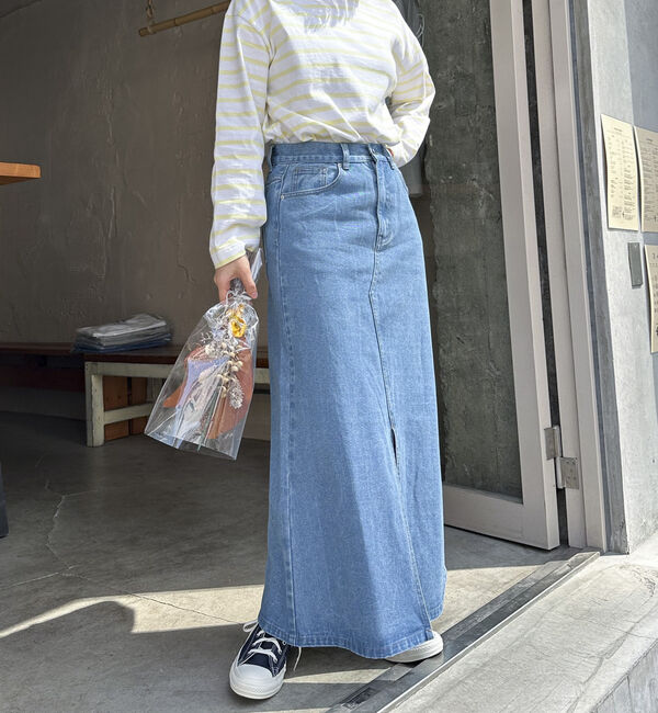 Doux archives「デニムロングタイトスカート」|スカート|SAX