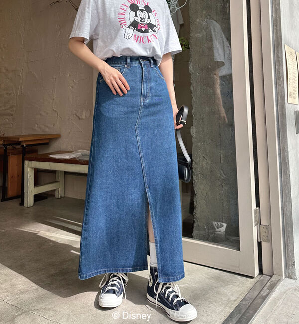 Doux archives「デニムロングタイトスカート」|スカート|BLUE