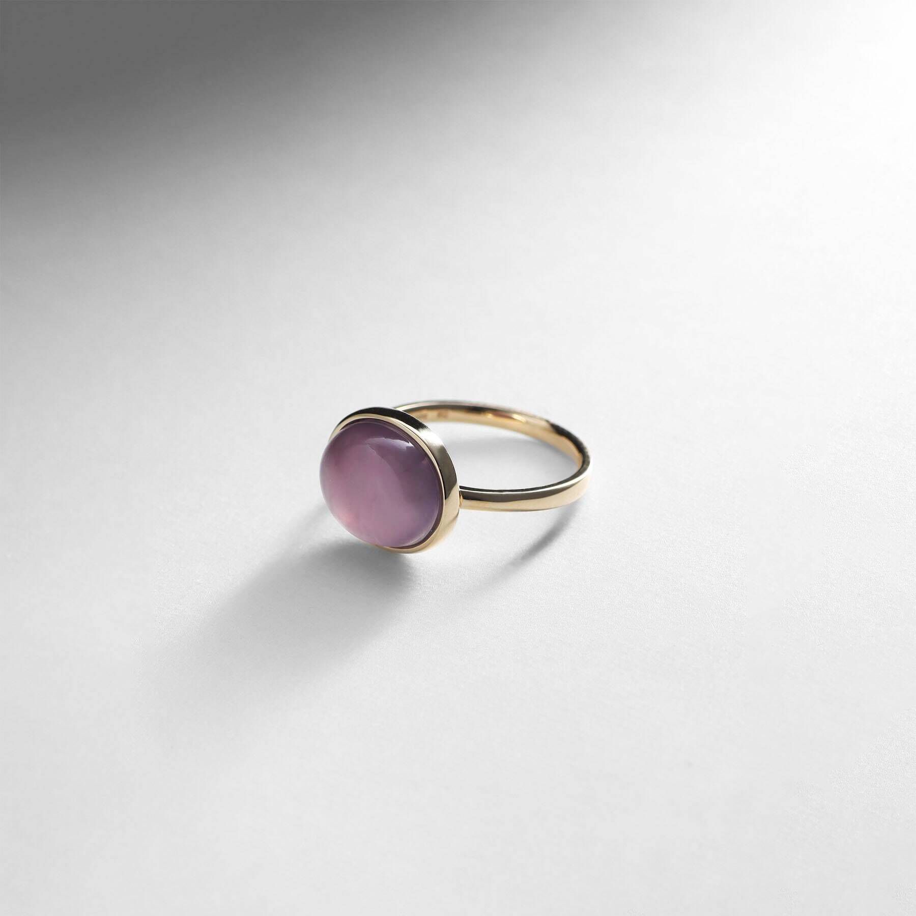 COCOSHNIK「K10パープルカルセドニー オーバルカボション リング」|リング|