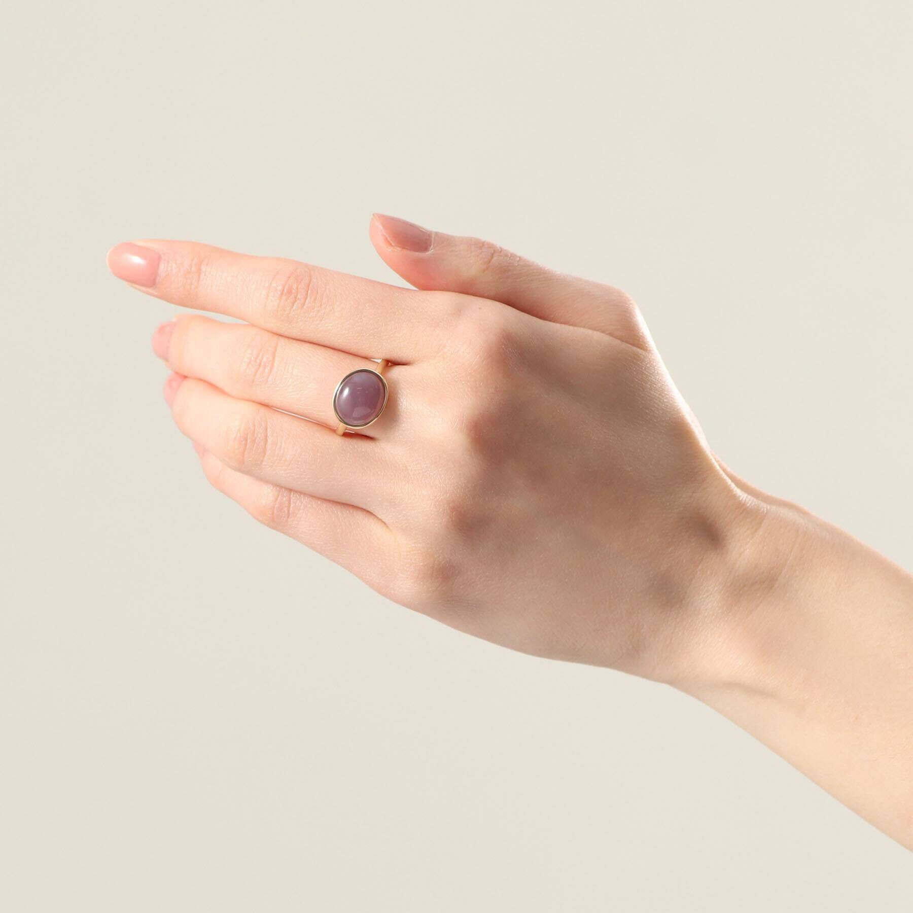COCOSHNIK「K10パープルカルセドニー オーバルカボション リング」|リング|