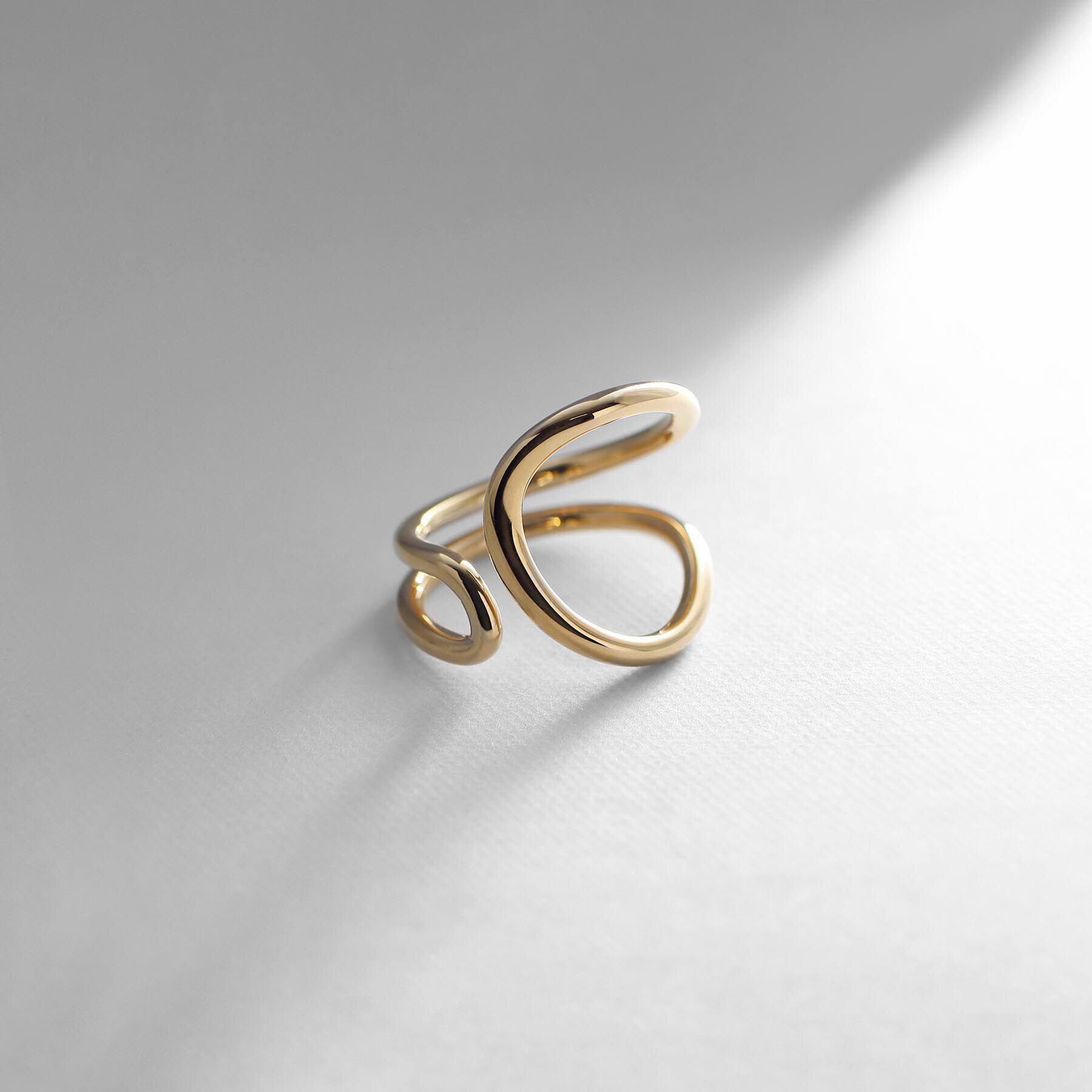 COCOSHNIK ONKITSCH「シルバー ニュアンスライン アシンメオープンリング GP」|リング|ゴールド(600)