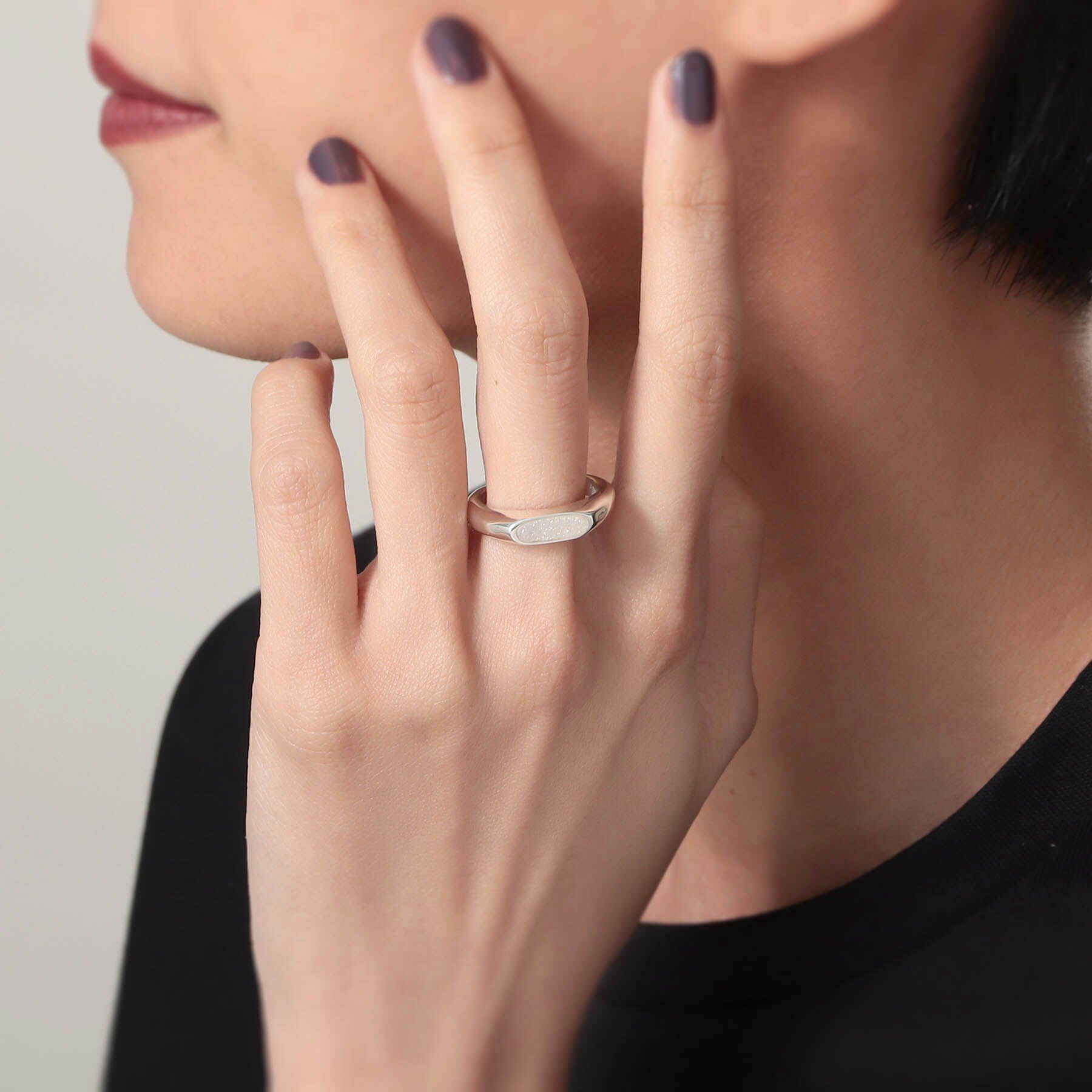 COCOSHNIK ONKITSCH「シルバー カラーストーン ホワイトドルジーアゲート ニュアンスリングS」|リング|