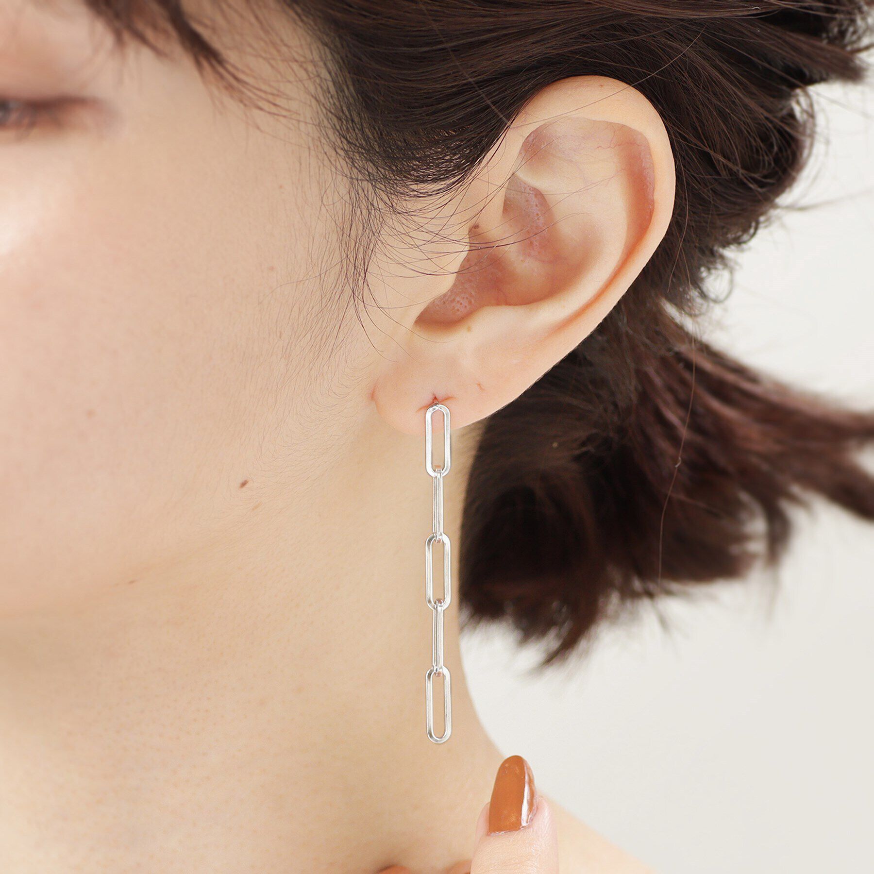 COCOSHNIK ONKITSCH「シルバー チェーンピアス フラットケーブルストレート」|ピアス|