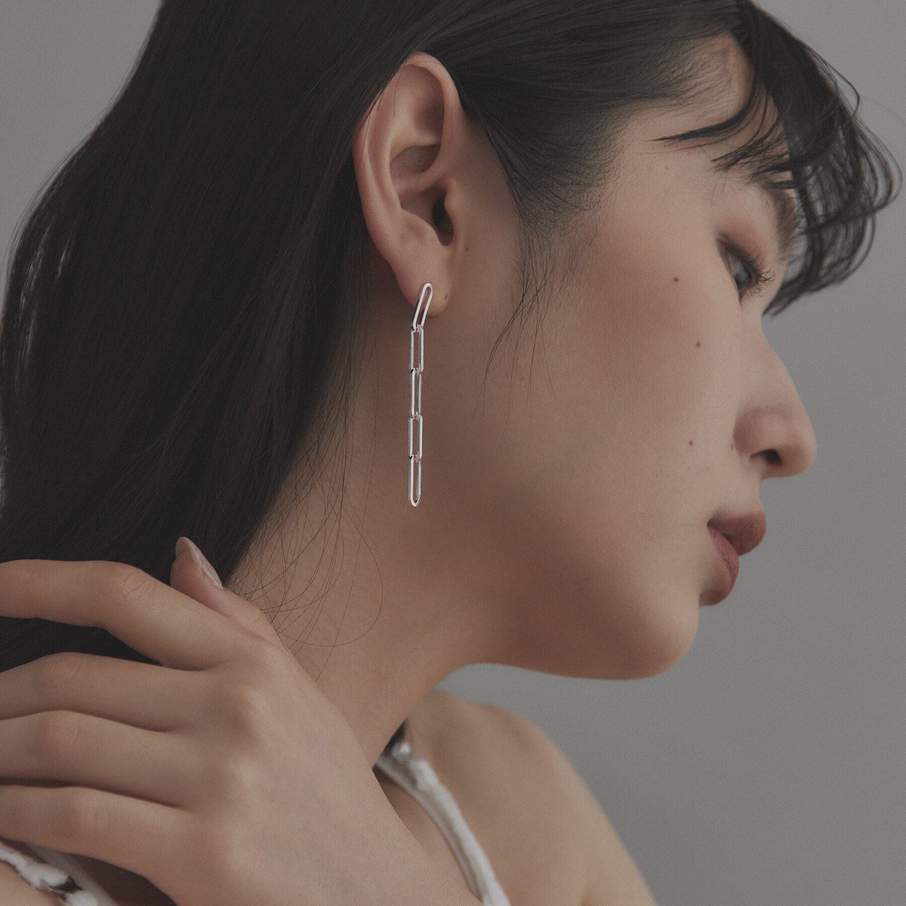 COCOSHNIK ONKITSCH「シルバー チェーンピアス フラットケーブルストレート」|ピアス|