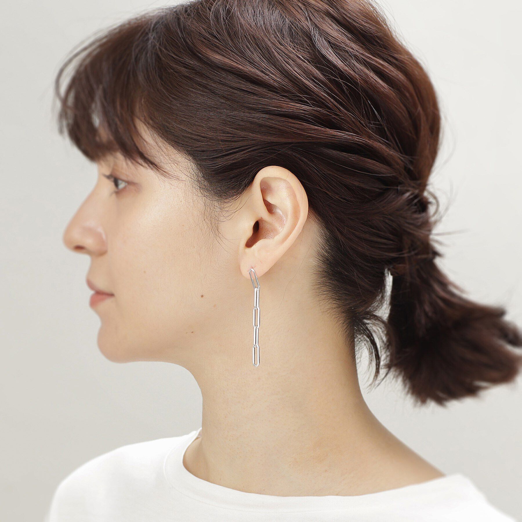 COCOSHNIK ONKITSCH「シルバー チェーンピアス フラットケーブルストレート」|ピアス|