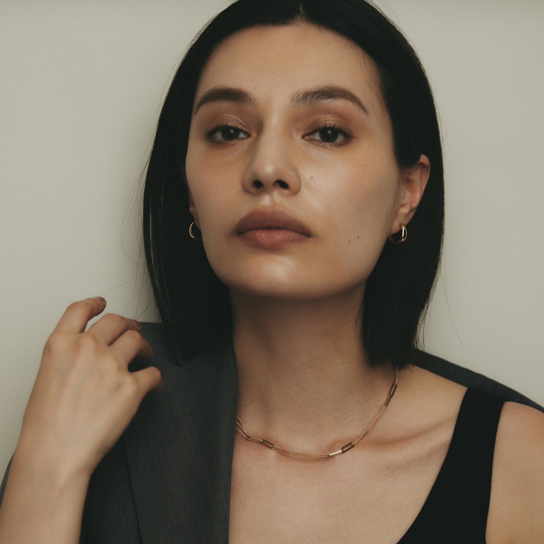 COCOSHNIK「K10月甲 フープピアス細」|ピアス|