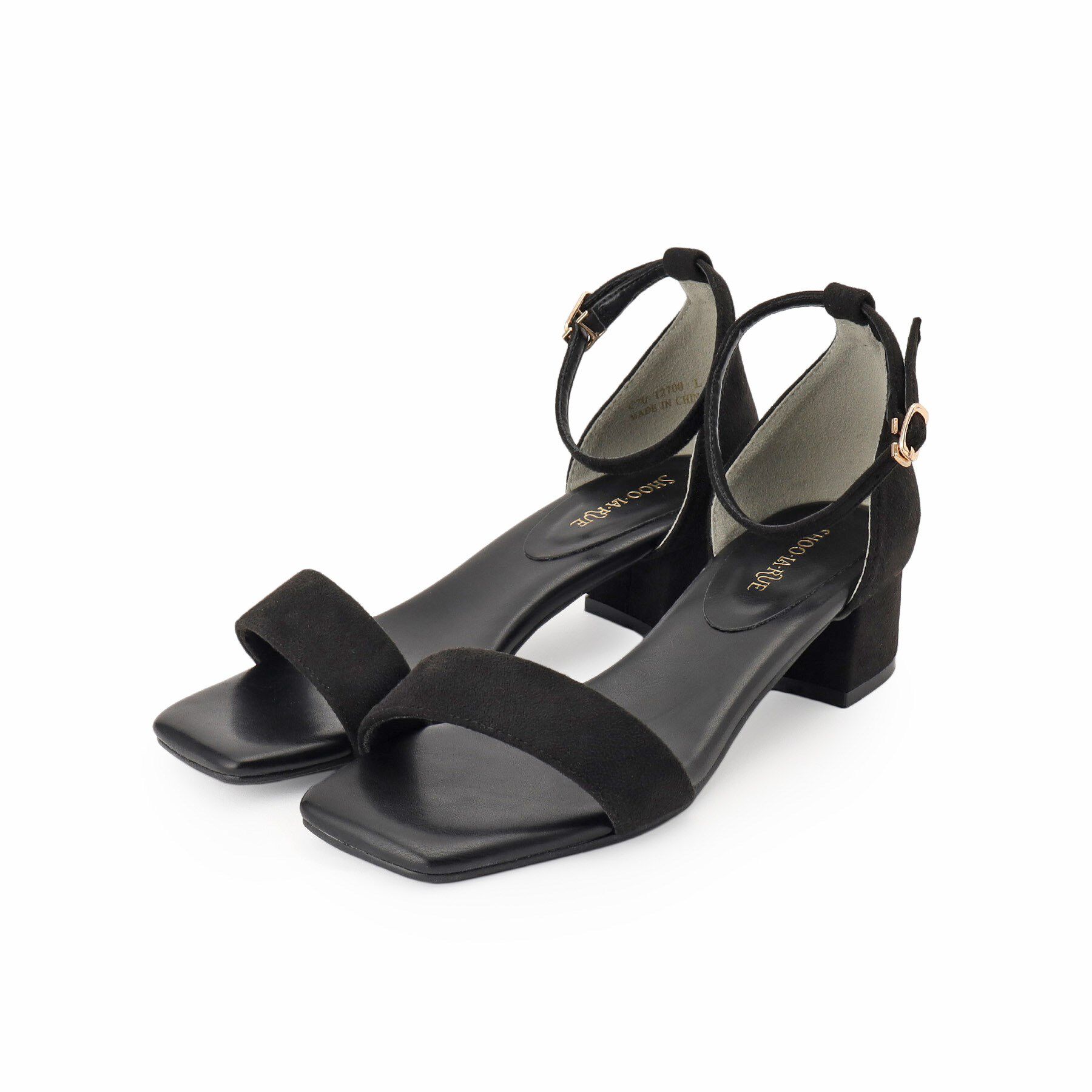 SHOO･LA･RUE「カジュアルにもきれいめにも アンクルストラップサンダル」|サンダル|ブラック(019)