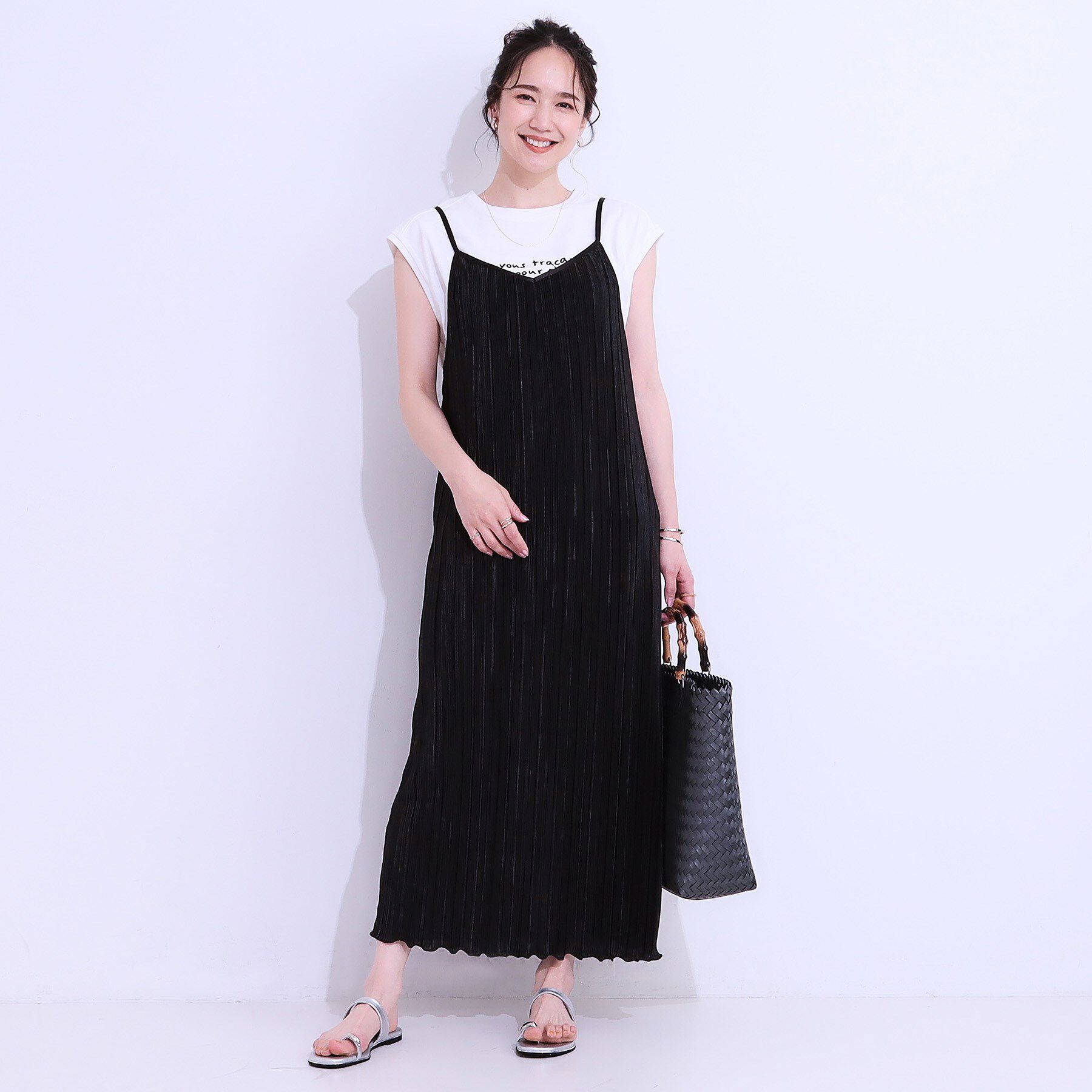 SHOO･LA･RUE「【S-LL】大人の楽ちんスタイルに プリーツキャミワンピース」|ワンピース|