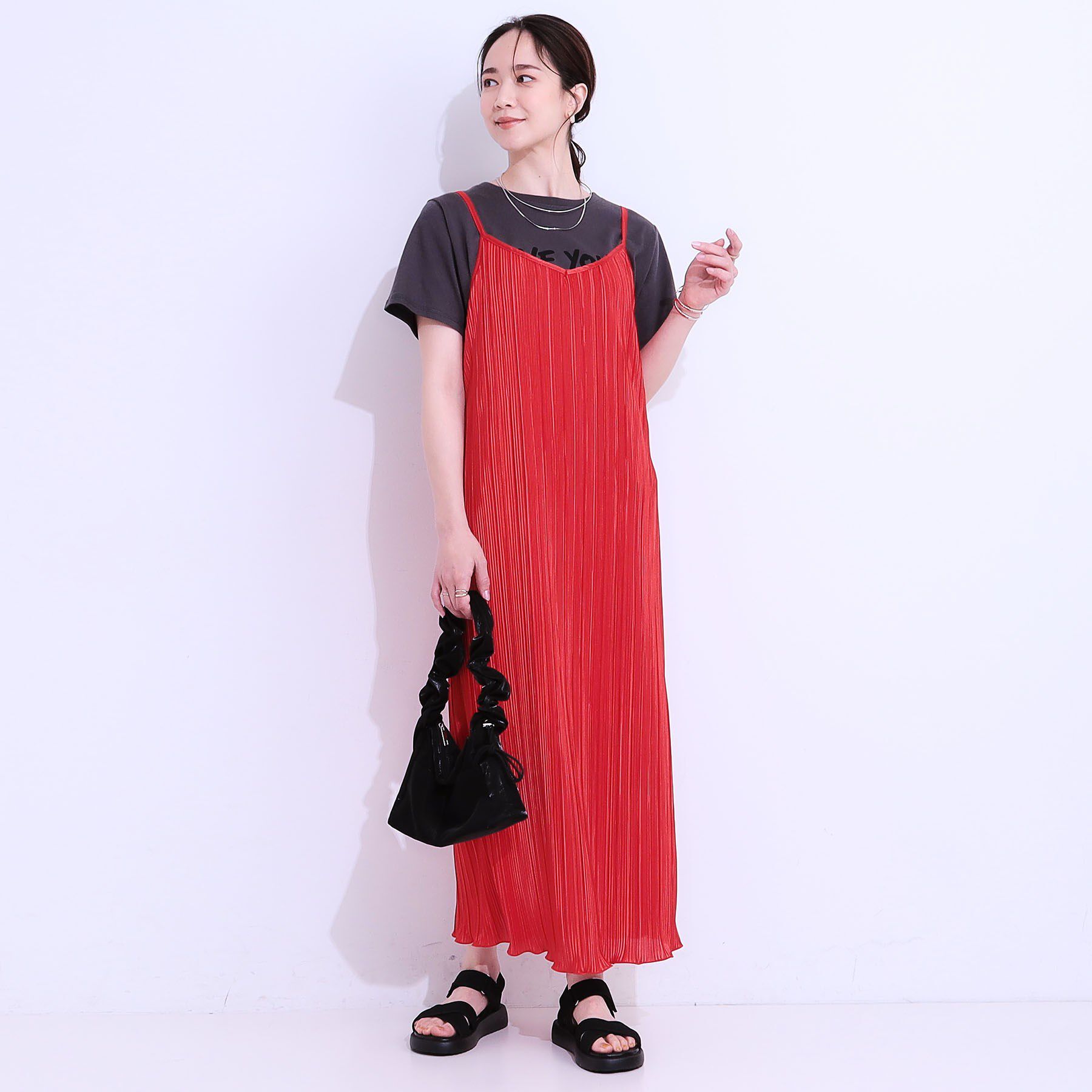 SHOO･LA･RUE「【S-LL】大人の楽ちんスタイルに プリーツキャミワンピース」|ワンピース|