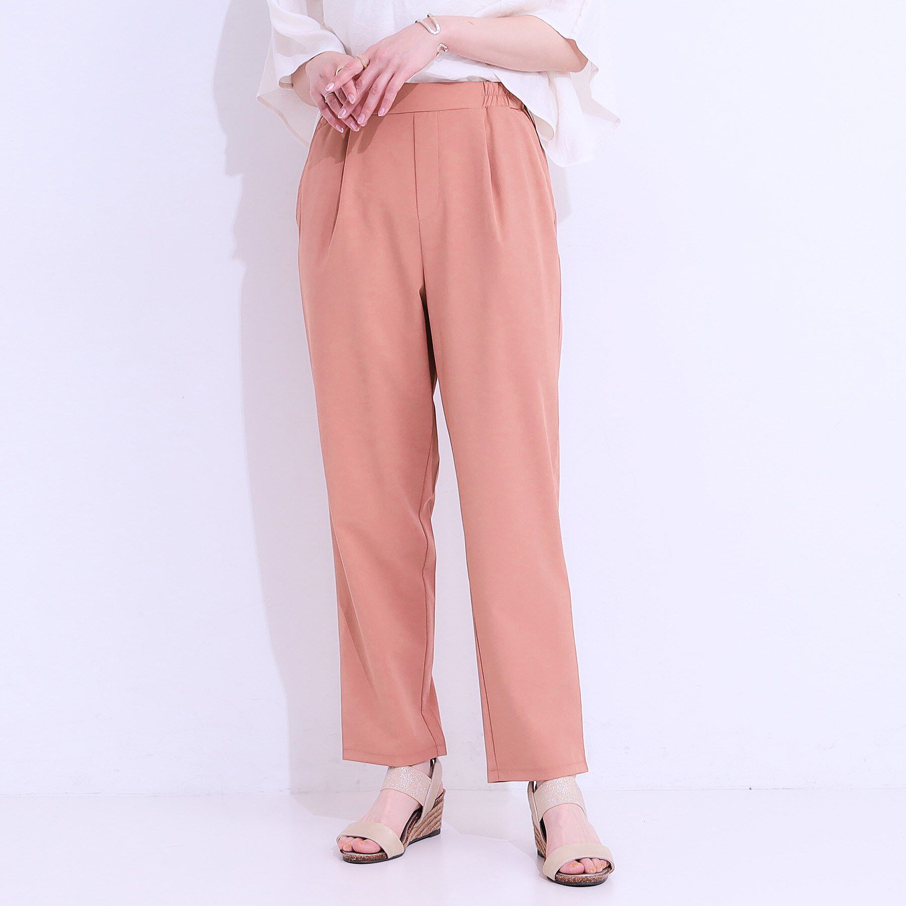 SHOO･LA･RUE「【SS-3L/ひんやり/吸水速乾/UV】軽量でさらりと穿ける テーパードパンツ」|その他|