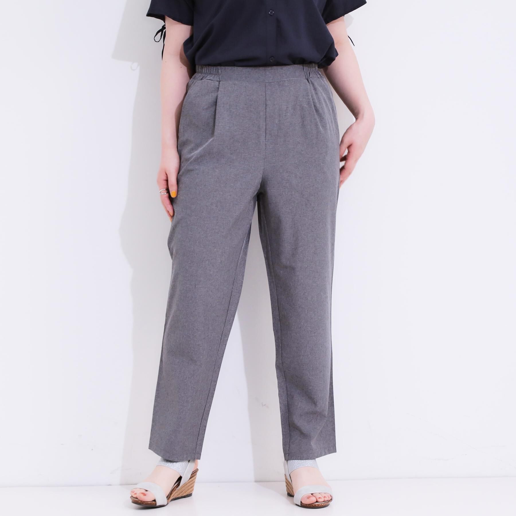 SHOO･LA･RUE「【SS-3L/ひんやり/吸水速乾/UV】軽量でさらりと穿ける テーパードパンツ」|その他|