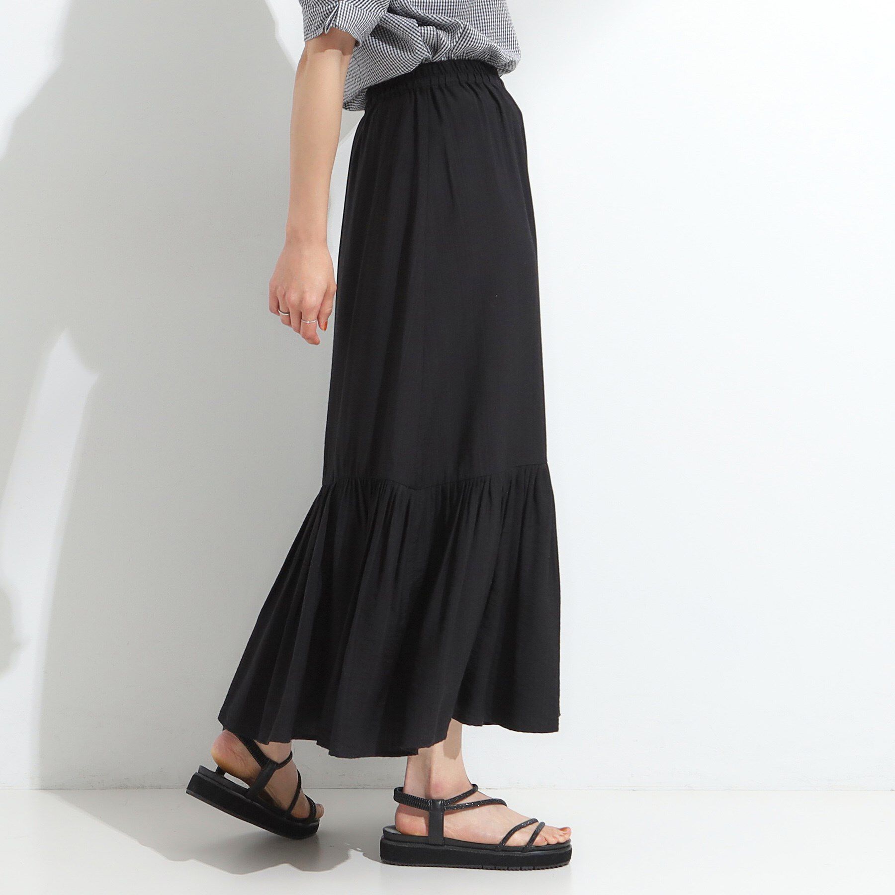 SHOO･LA･RUE「麻調ティアードスカート」|スカート|