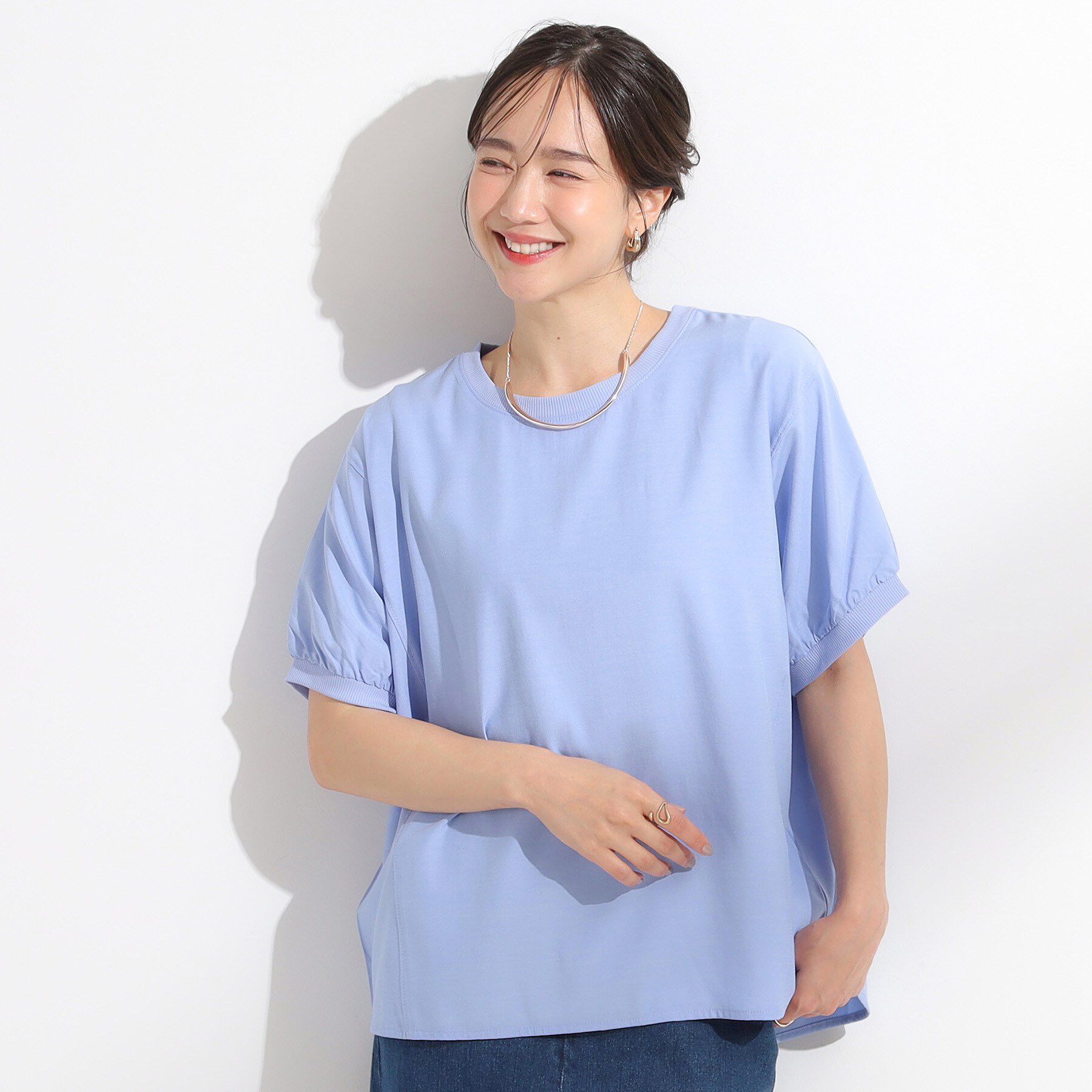 SHOO･LA･RUE「【ひんやり/洗濯後しわになりにくい】リブ切り替えドルマンブラウス」|シャツ・ブラウス|