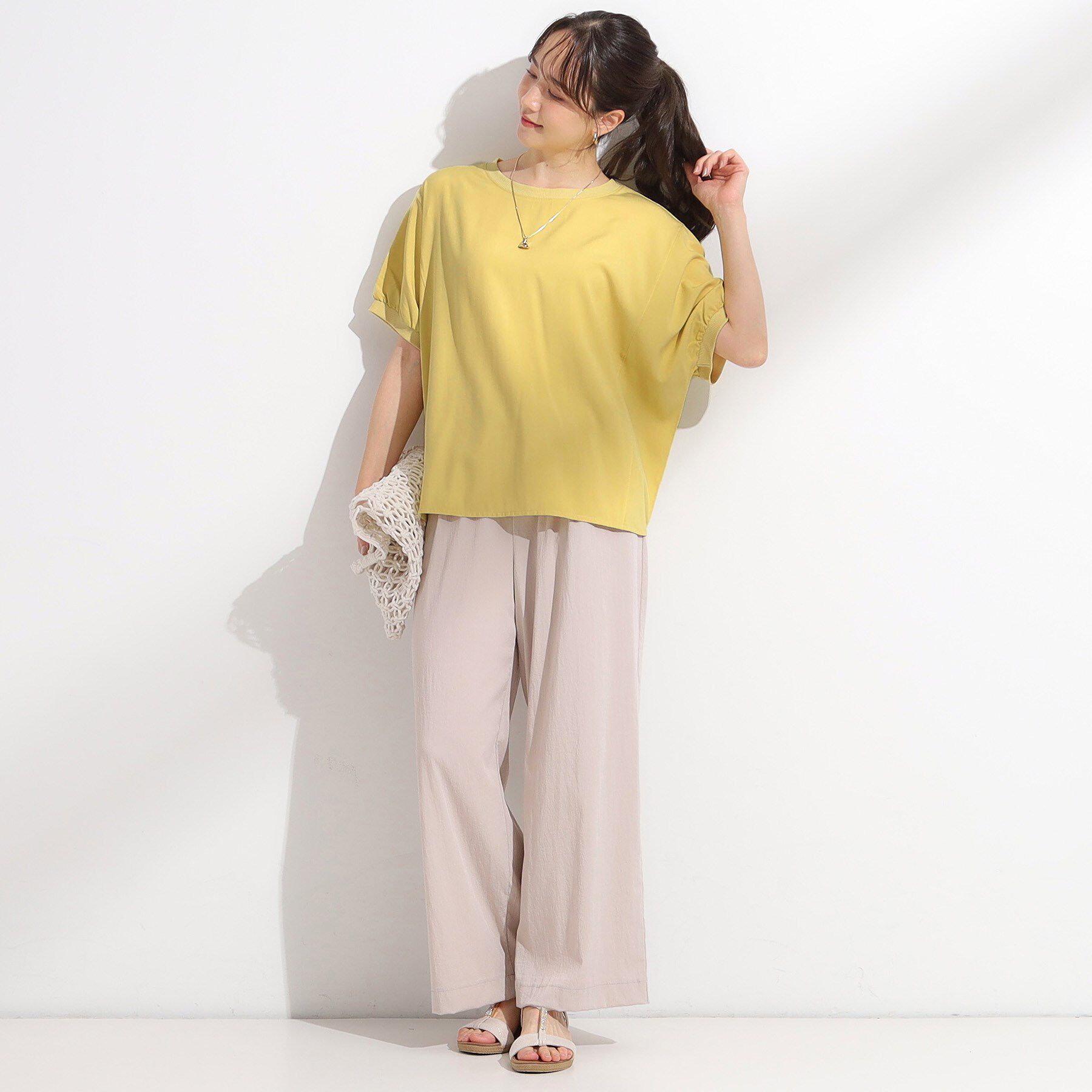 SHOO･LA･RUE「【ひんやり/洗濯後しわになりにくい】リブ切り替えドルマンブラウス」|シャツ・ブラウス|