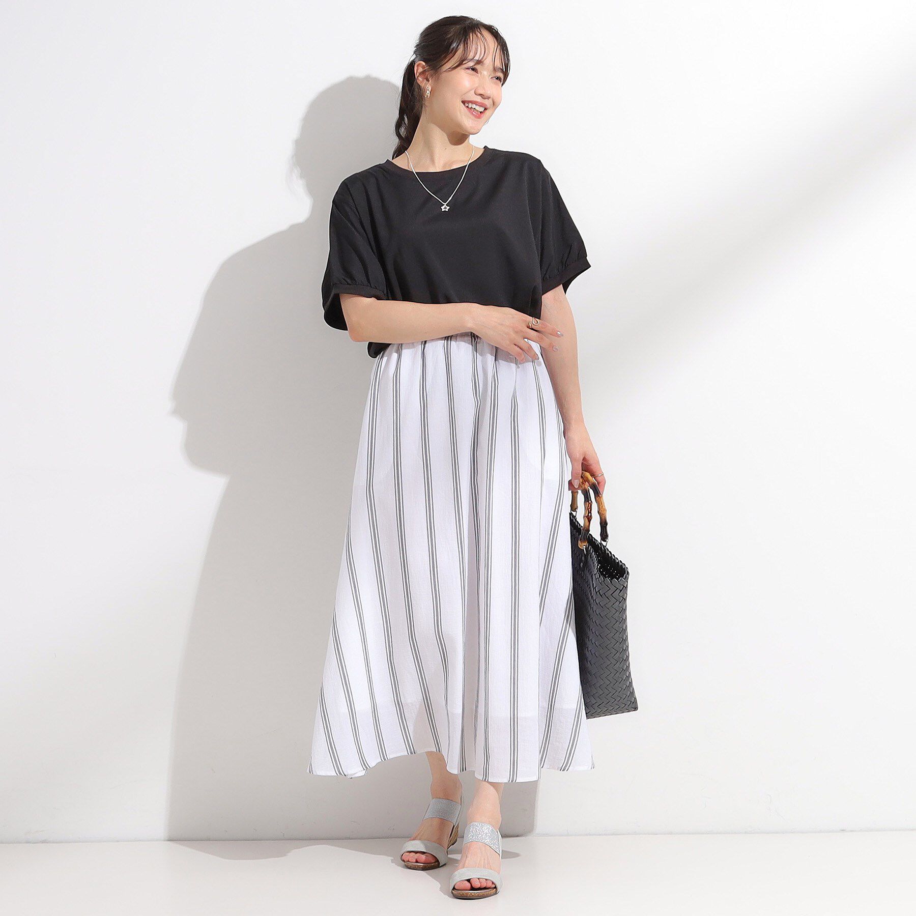 SHOO･LA･RUE「【ひんやり/洗濯後しわになりにくい】リブ切り替えドルマンブラウス」|シャツ・ブラウス|