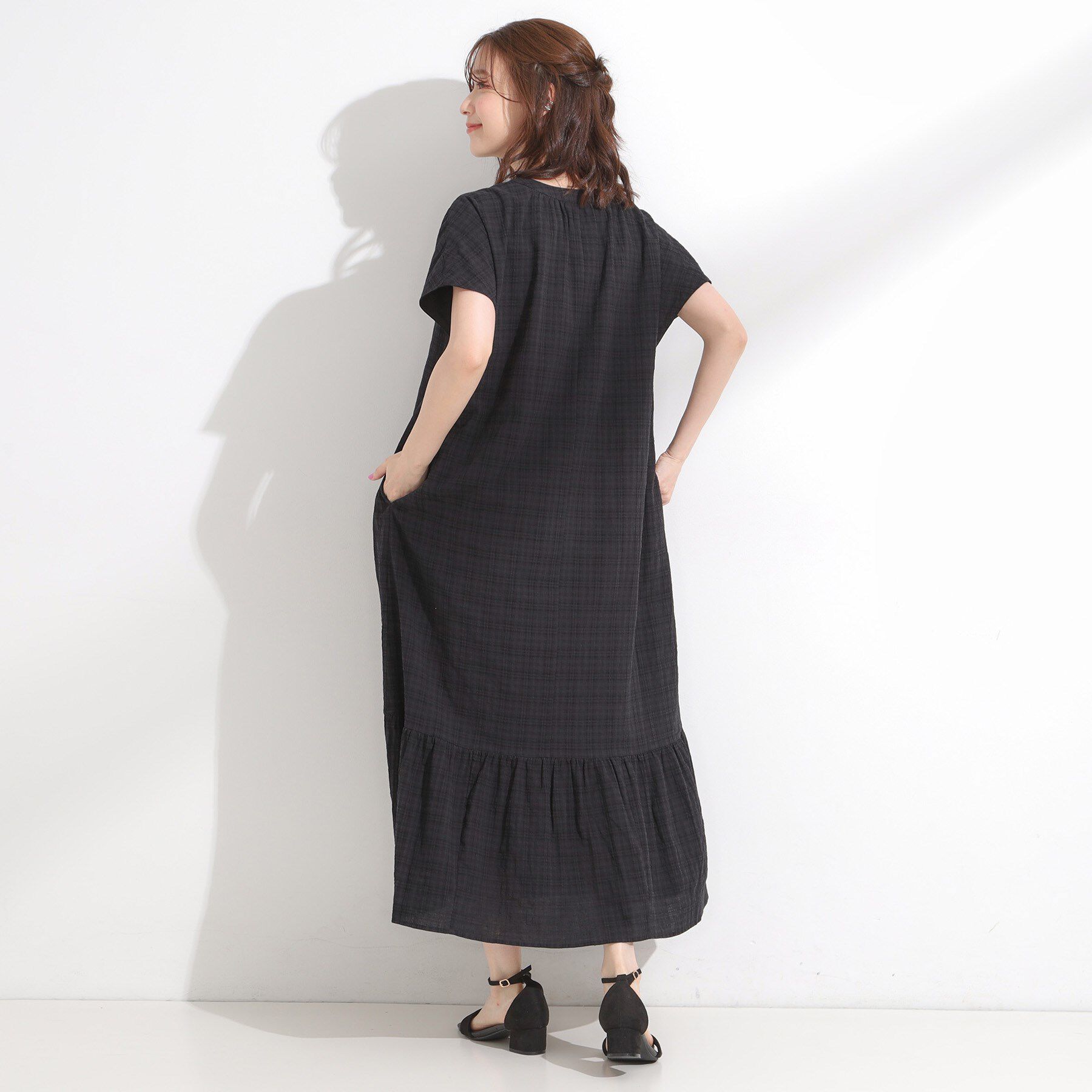 SHOO･LA･RUE「【S-LL】大人のチェック柄 ティアードワンピース」|ワンピース|