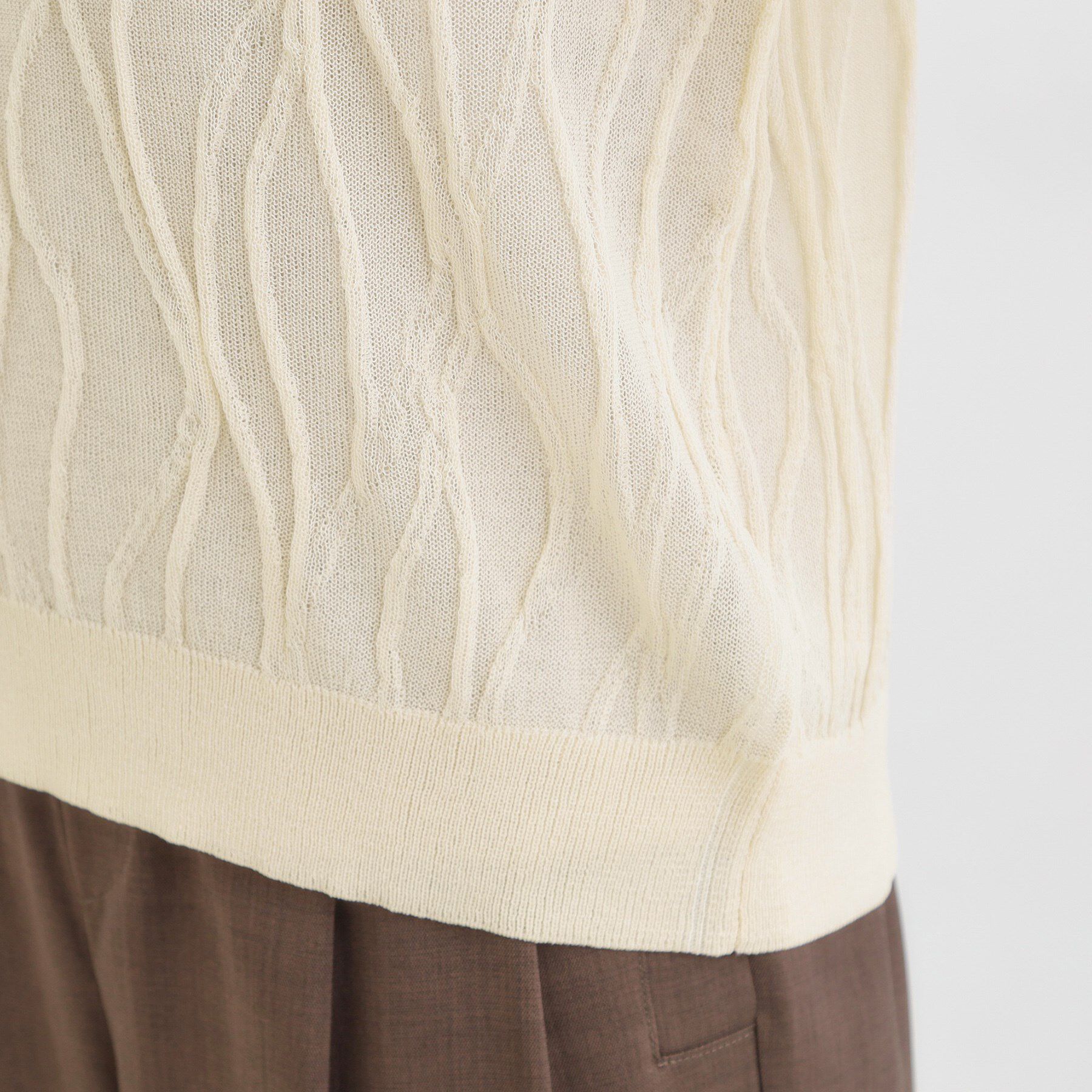 SHOO･LA･RUE「【S-LL/洗える】曲線的な柄がきれい見え シアーニット」|ニット・セーター|