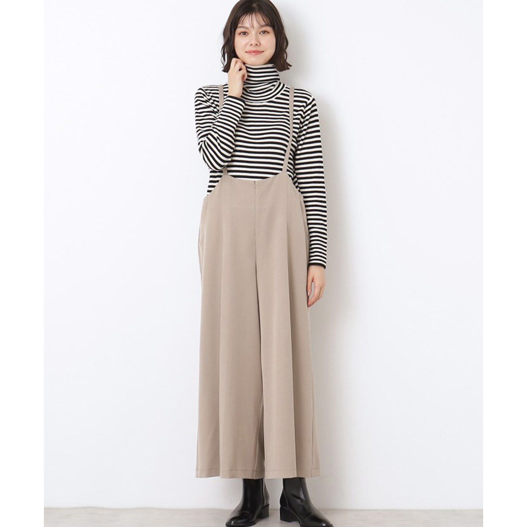 Dessin「【洗える】サロペット風ワイドパンツ」|オールインワン|ベージュ(052)