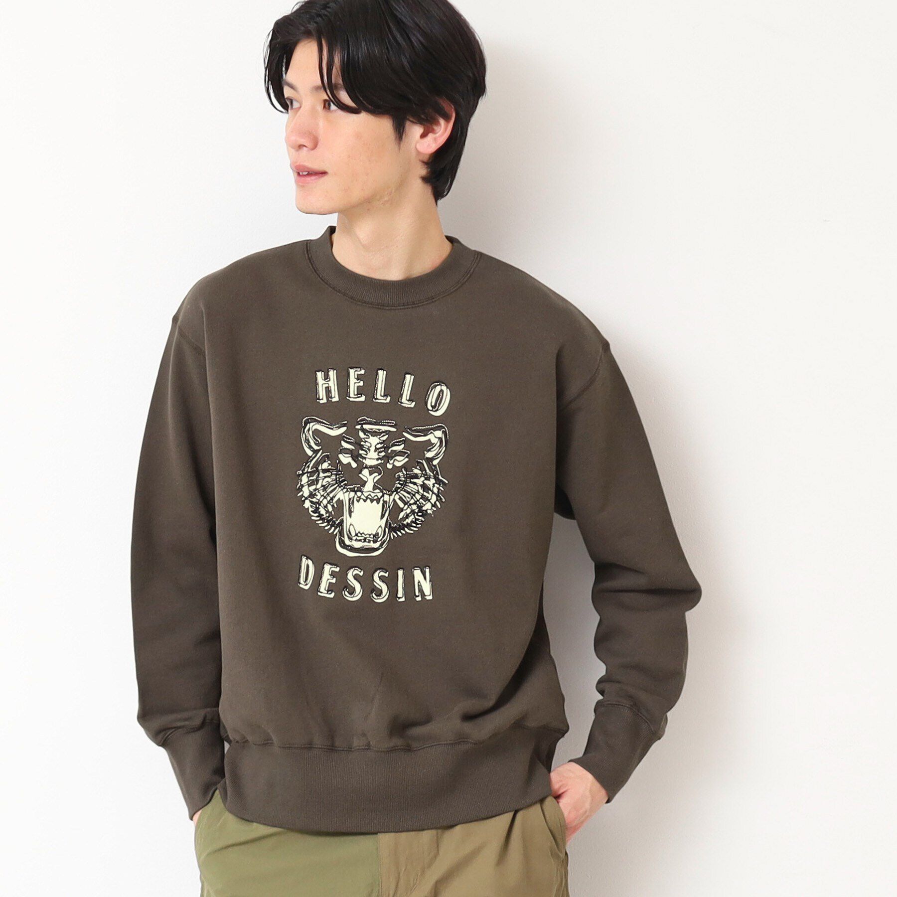 Dessin「【洗える】タイガーモチーフスウェット」|パーカー|チャコールグレー(0