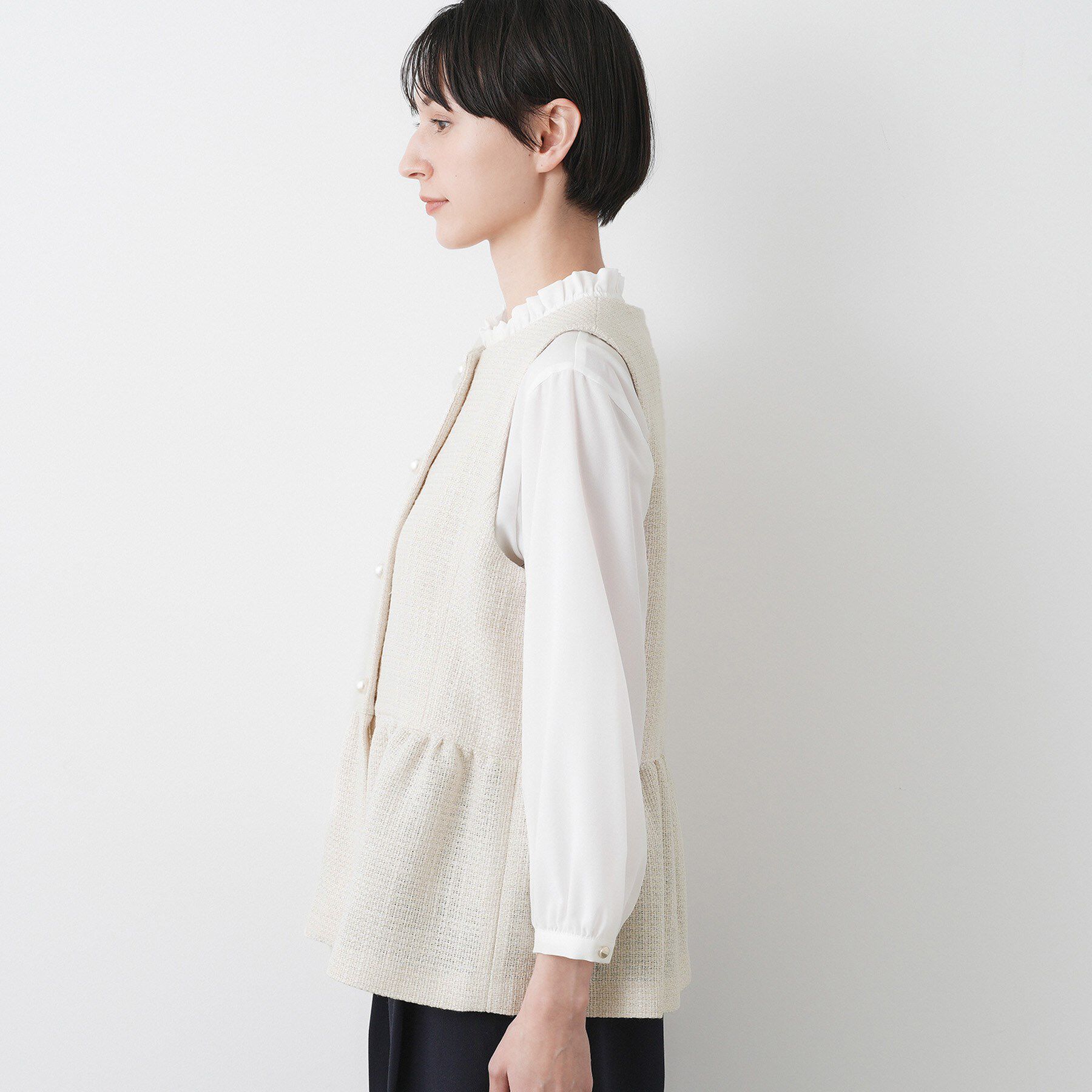 Dessin「【入卒／セレモニー】パール調ボタンベスト」|ベスト・ジレ|