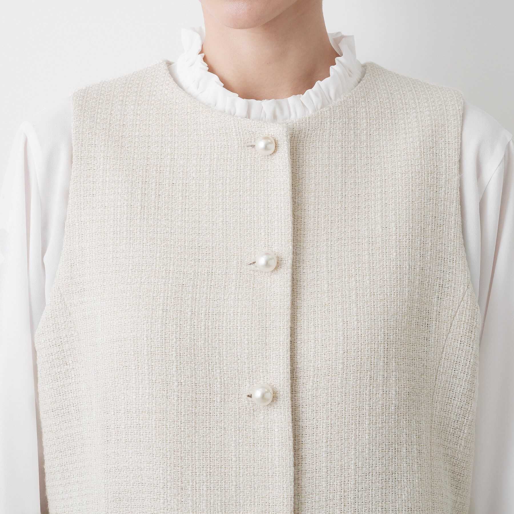 Dessin「【入卒／セレモニー】パール調ボタンベスト」|ベスト・ジレ|