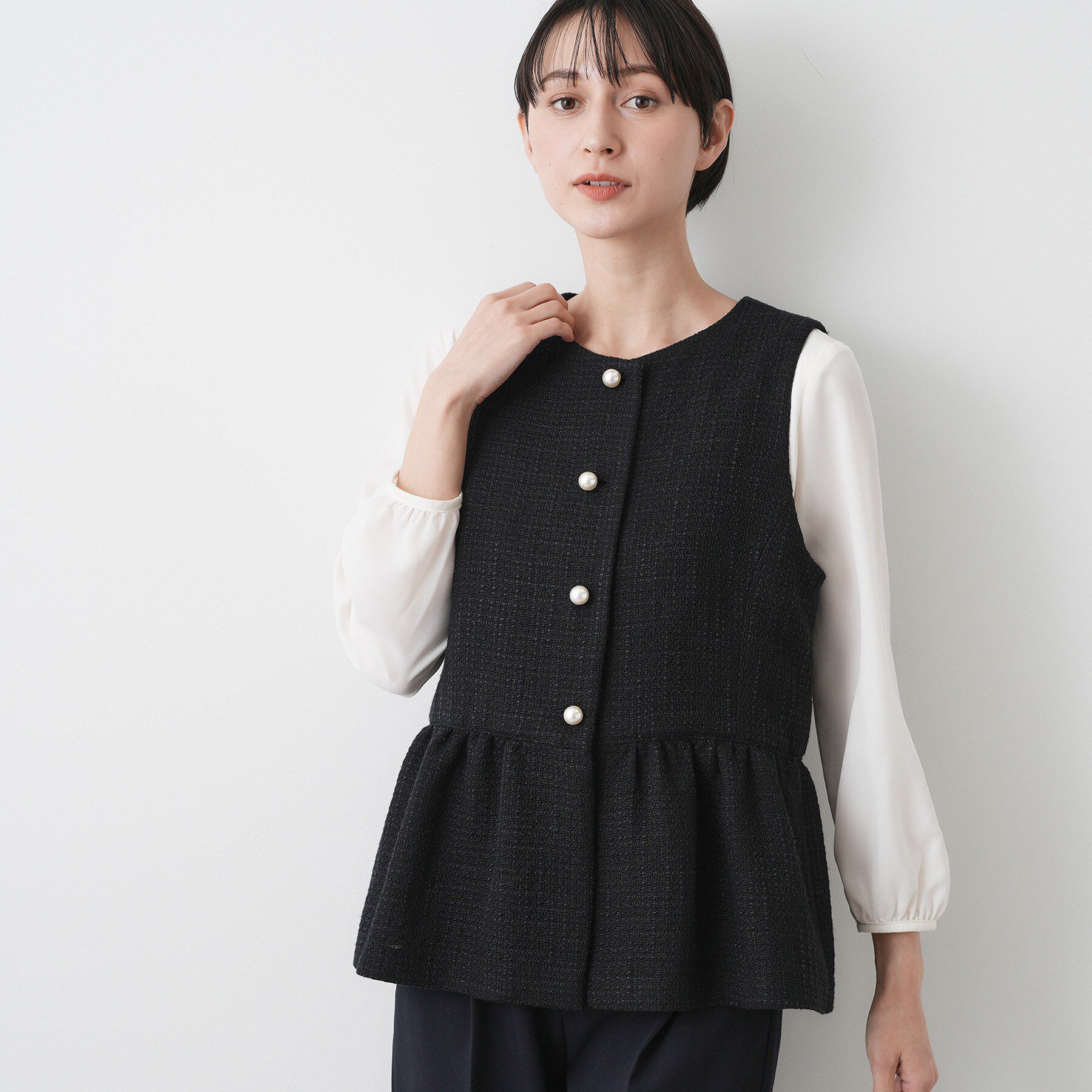 Dessin「【入卒／セレモニー】パール調ボタンベスト」|ベスト・ジレ|